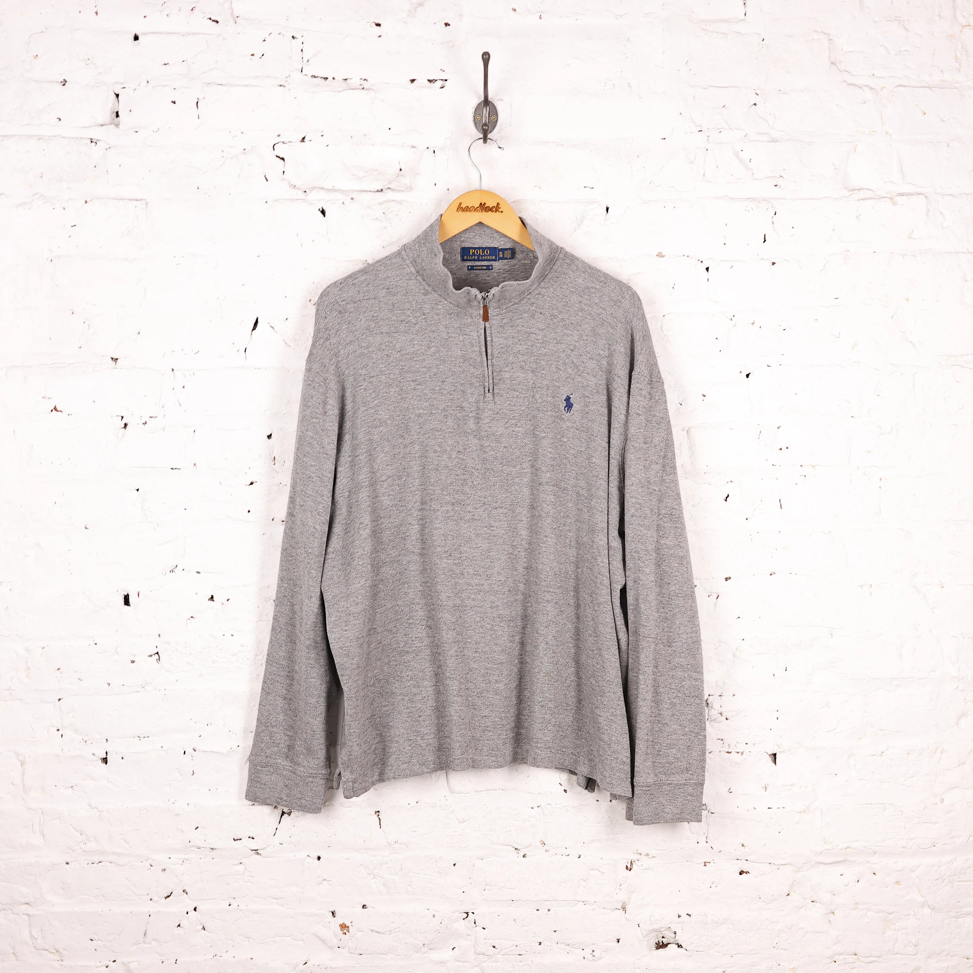 Ralph Lauren Estate Rib 1/4 Zip Sweatshirt - Grey - XL