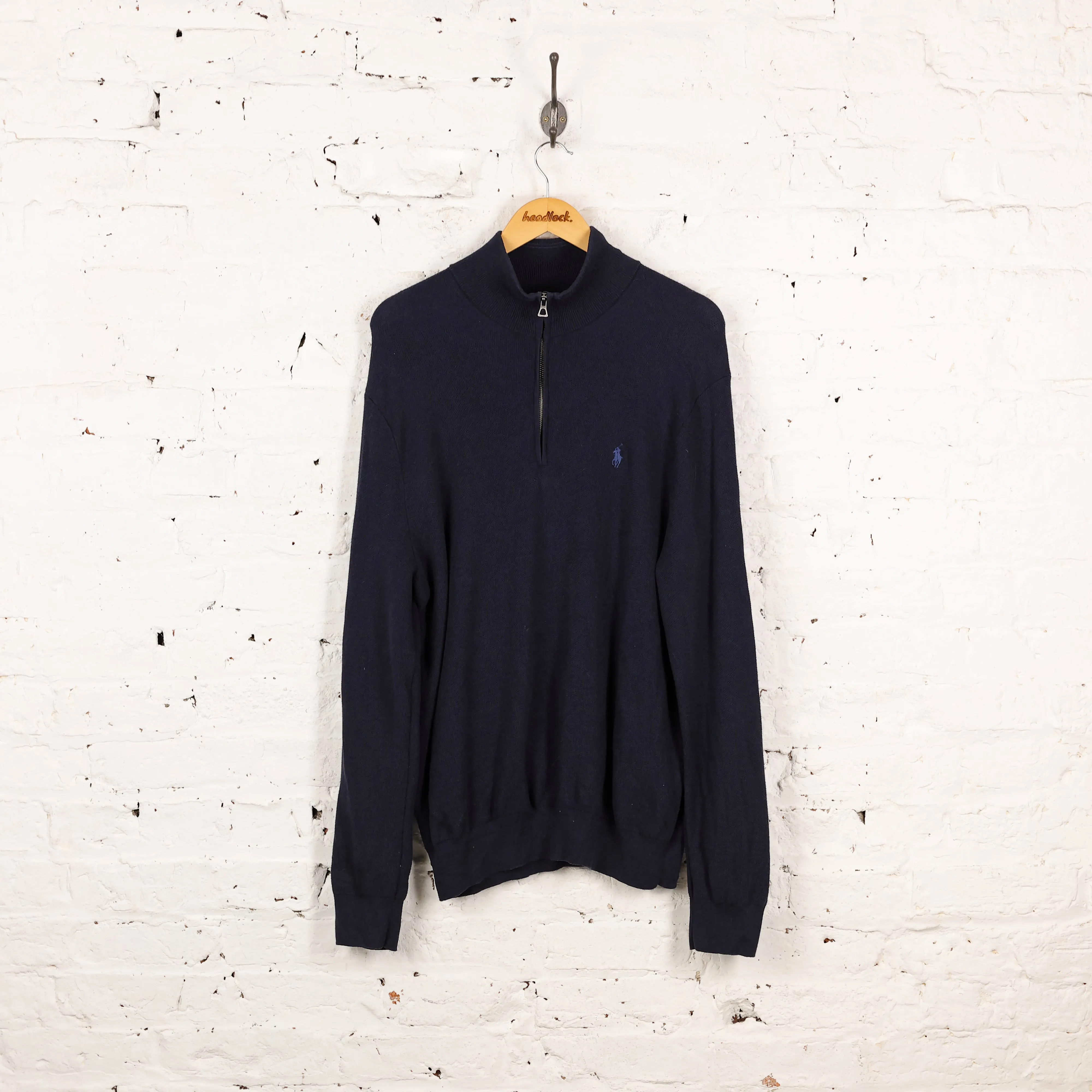 Ralph Lauren Knit 1/4 Zip Jumper - Blue - XL