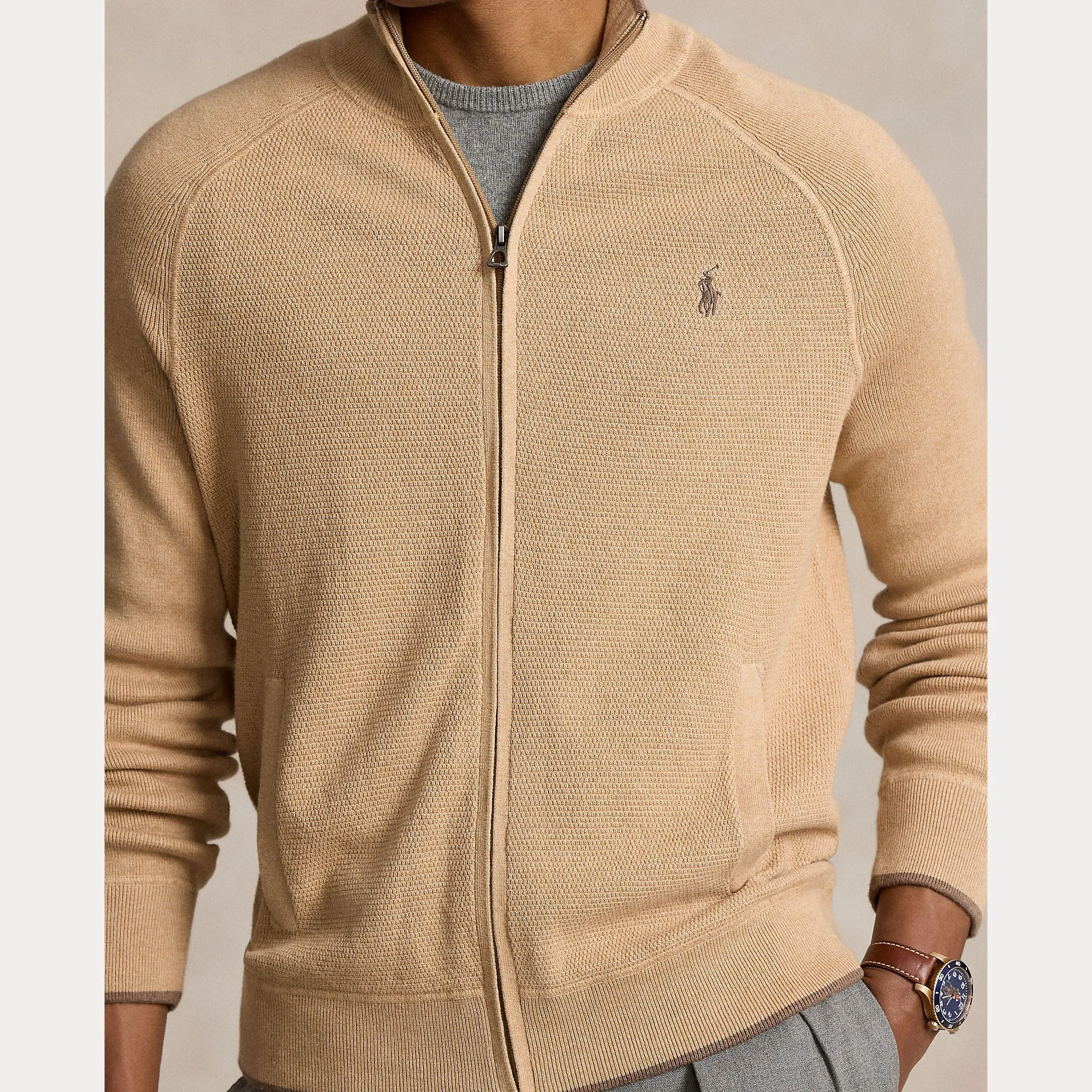 Ralph Lauren Mens L/S Long sleeve full zip Camel