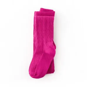 Raspberry Cable Knit Tights