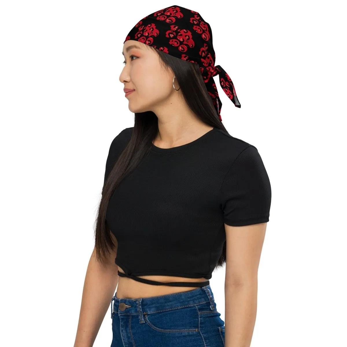 Red Leopard Print Dog Paw Bandana