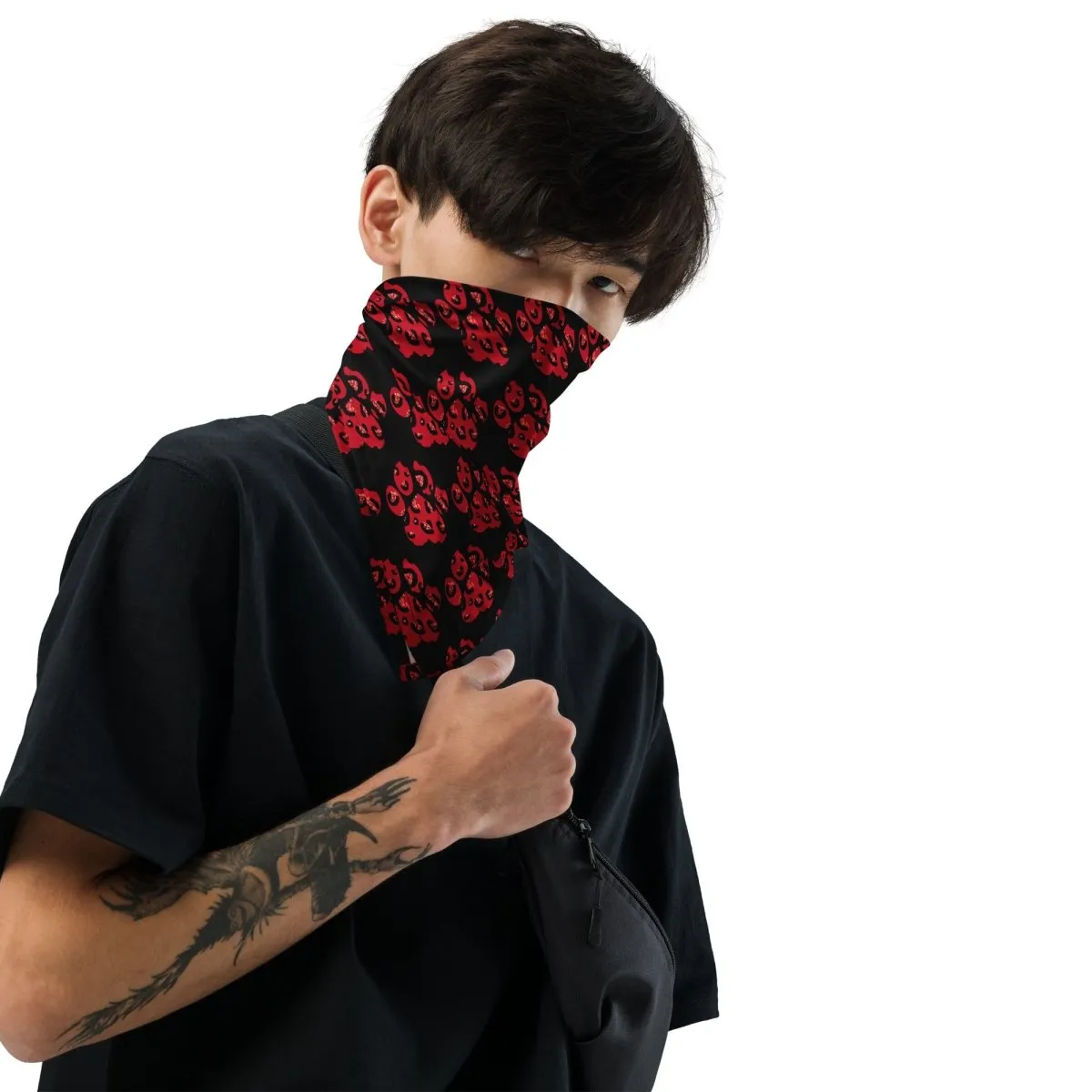 Red Leopard Print Dog Paw Bandana