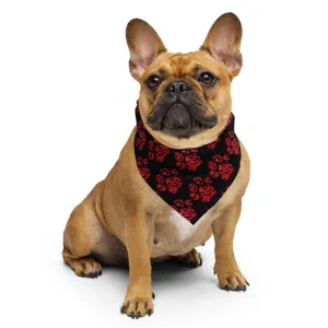 Red Leopard Print Dog Paw Bandana