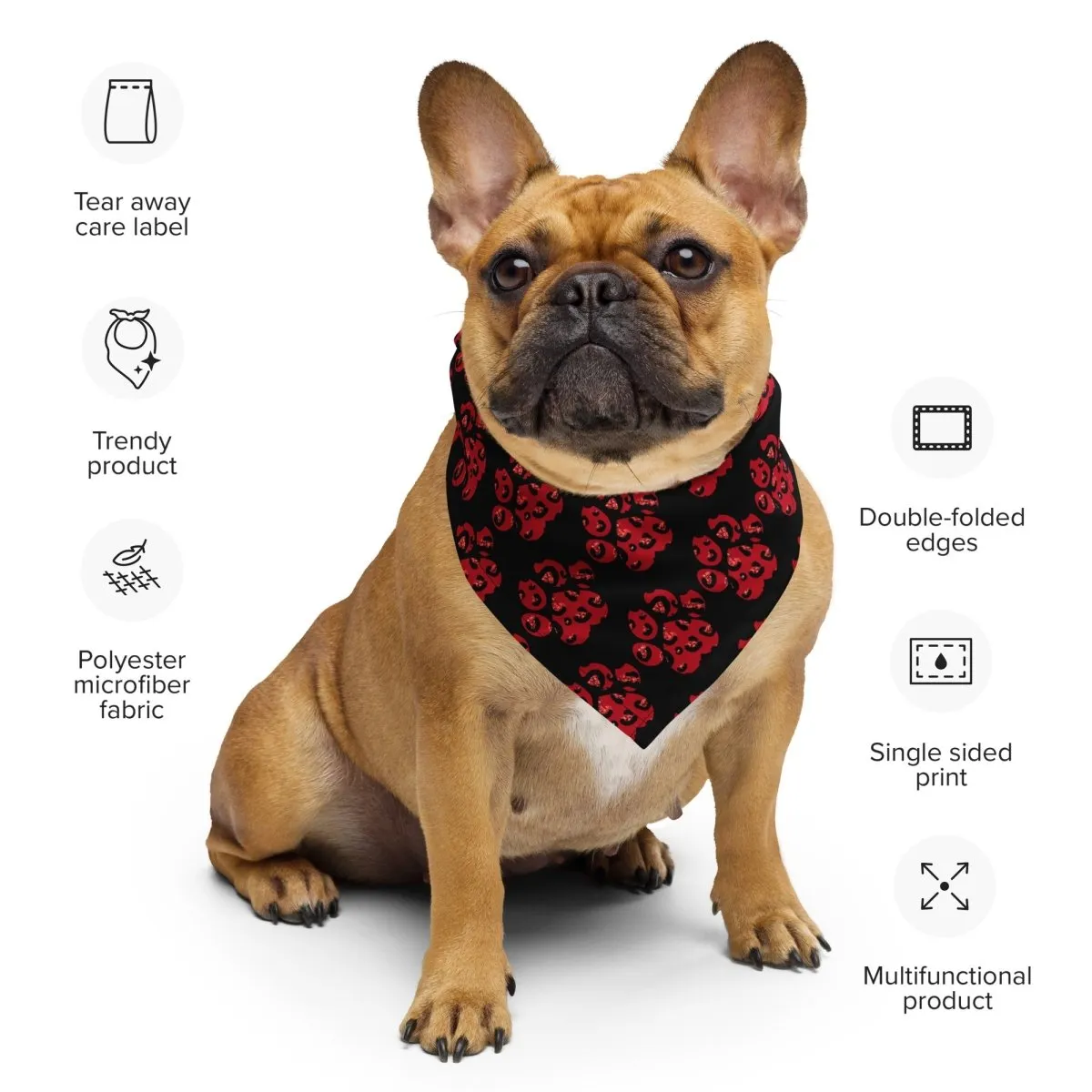 Red Leopard Print Dog Paw Bandana