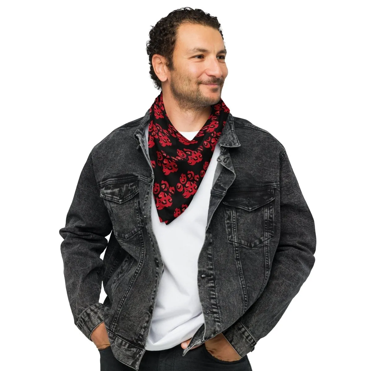 Red Leopard Print Dog Paw Bandana