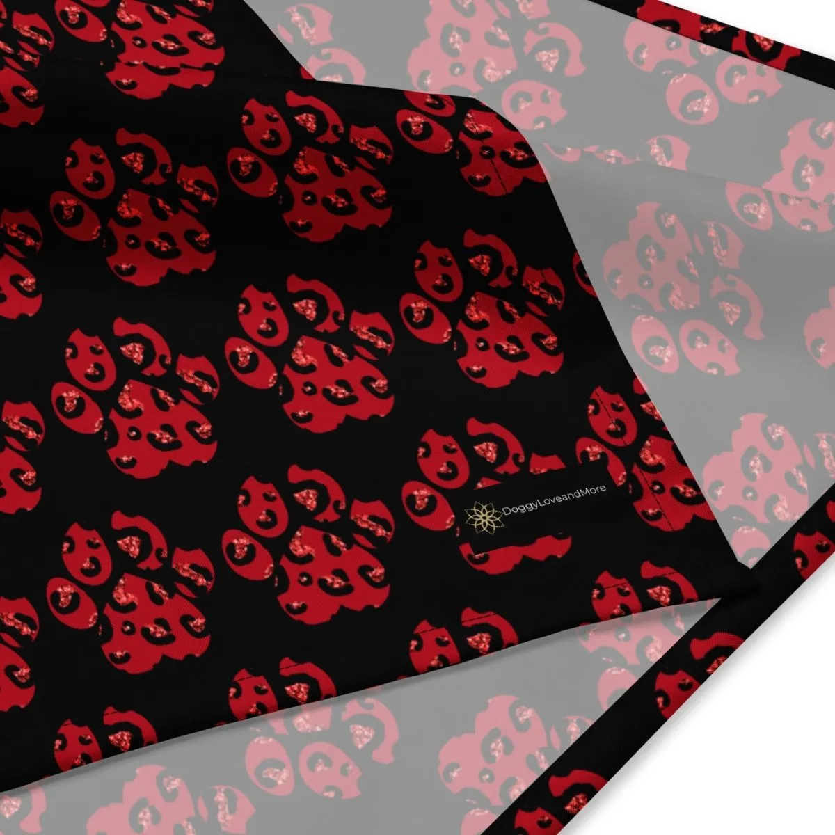 Red Leopard Print Dog Paw Bandana