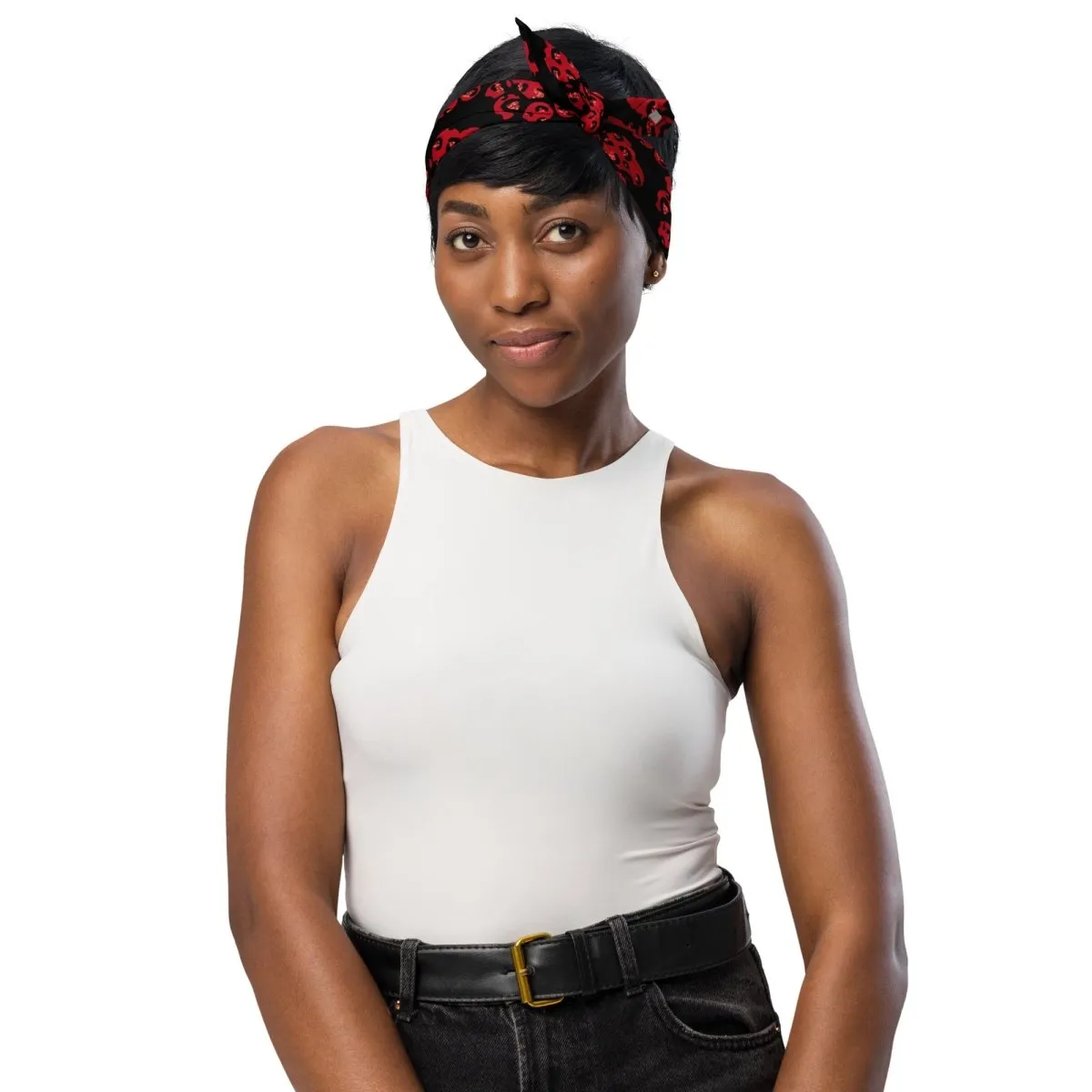 Red Leopard Print Dog Paw Bandana