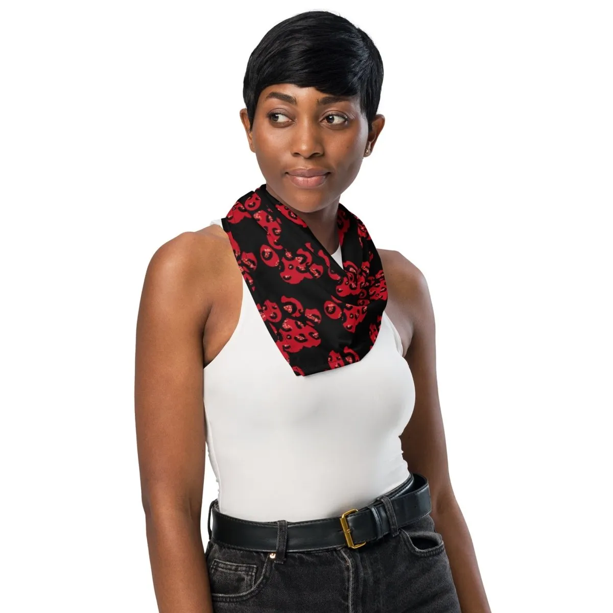 Red Leopard Print Dog Paw Bandana
