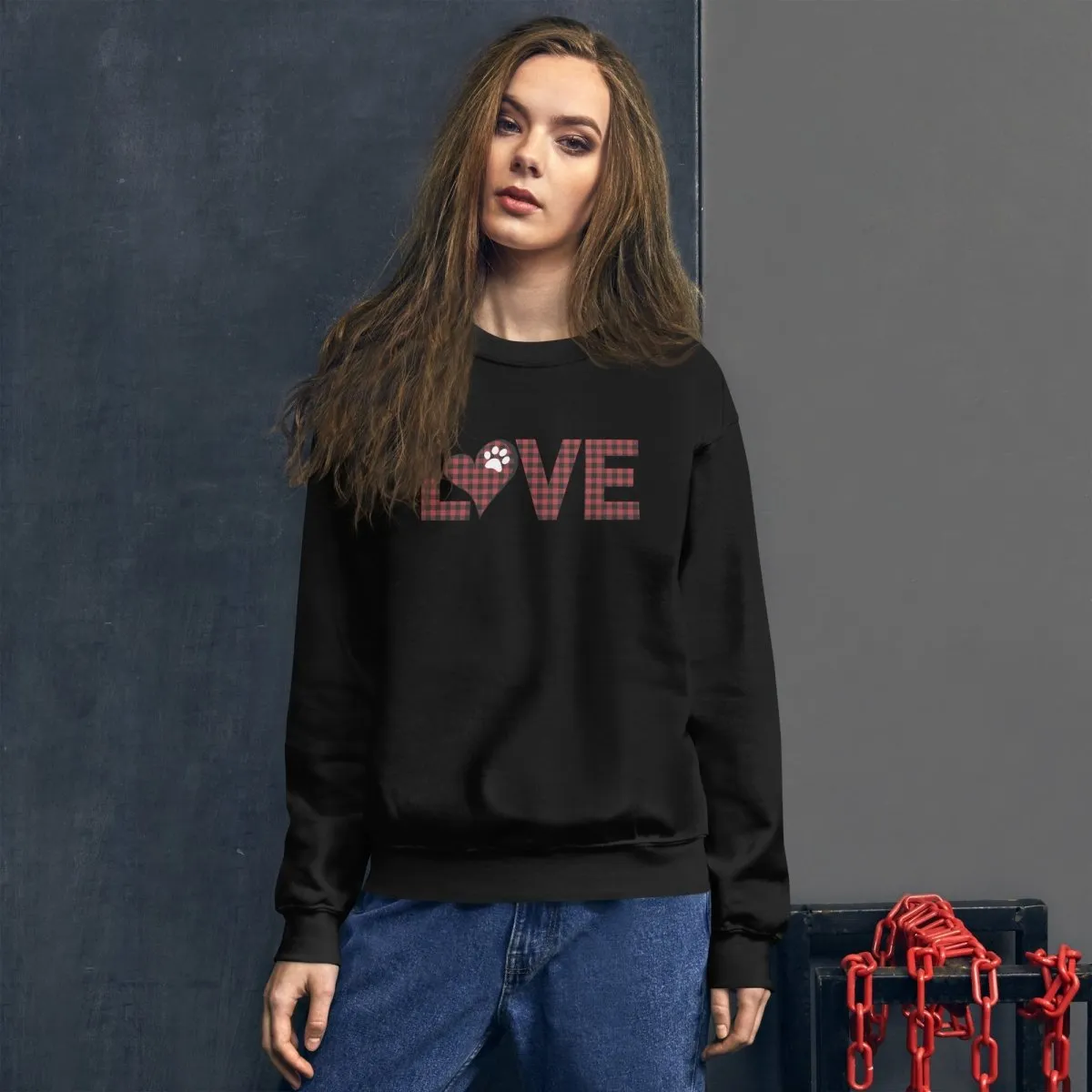 Red Plaid LOVE Paw Sweatshirt