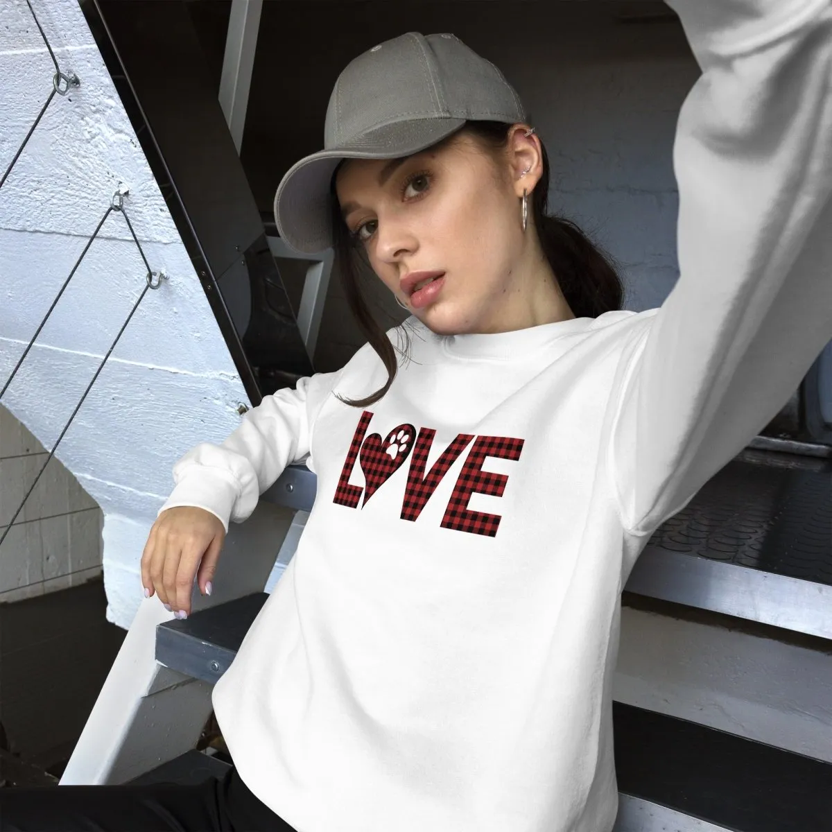 Red Plaid LOVE Paw Sweatshirt