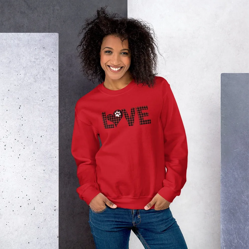 Red Plaid LOVE Paw Sweatshirt