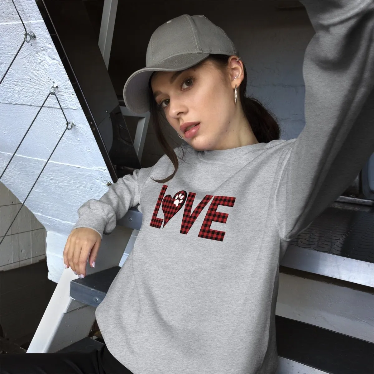 Red Plaid LOVE Paw Sweatshirt