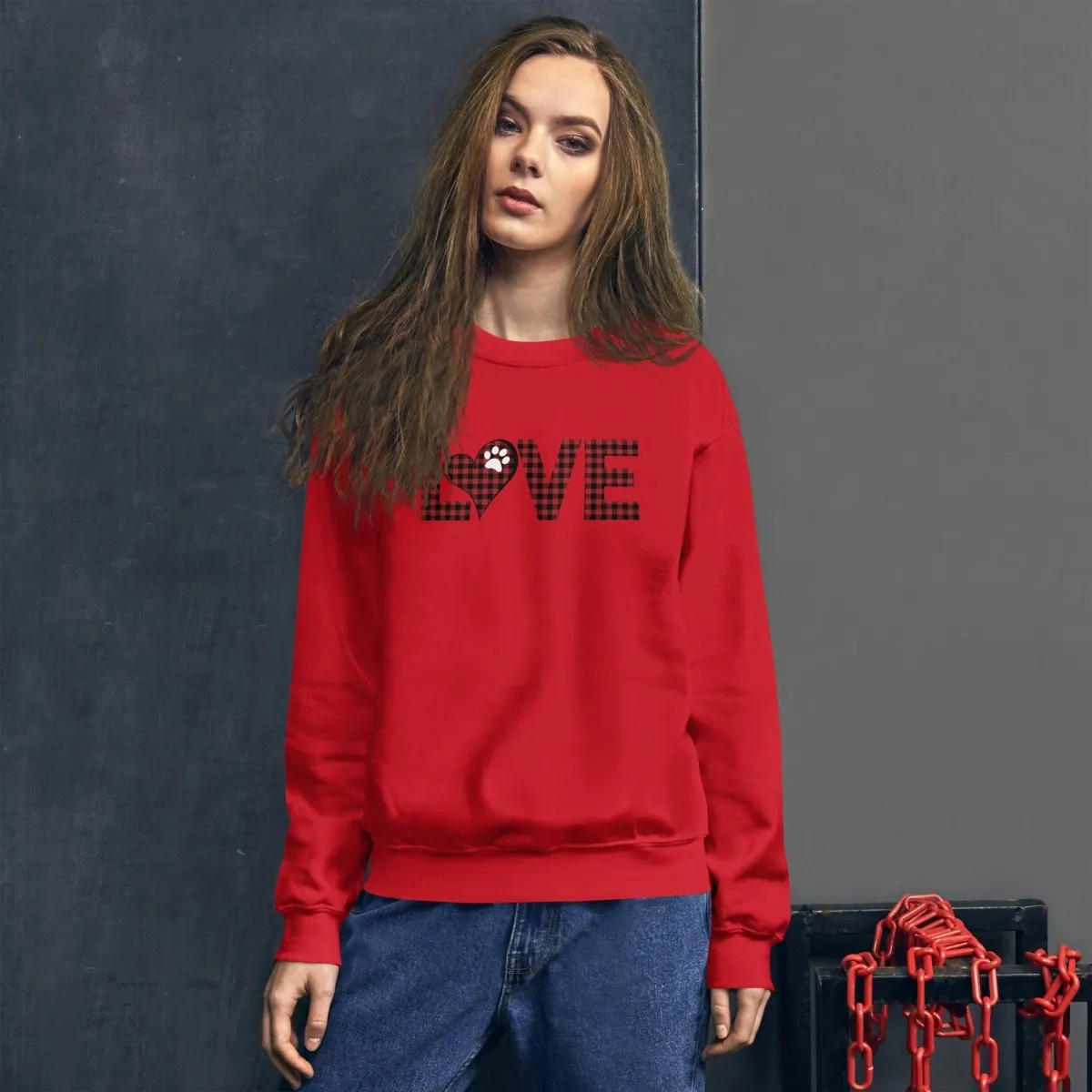 Red Plaid LOVE Paw Sweatshirt