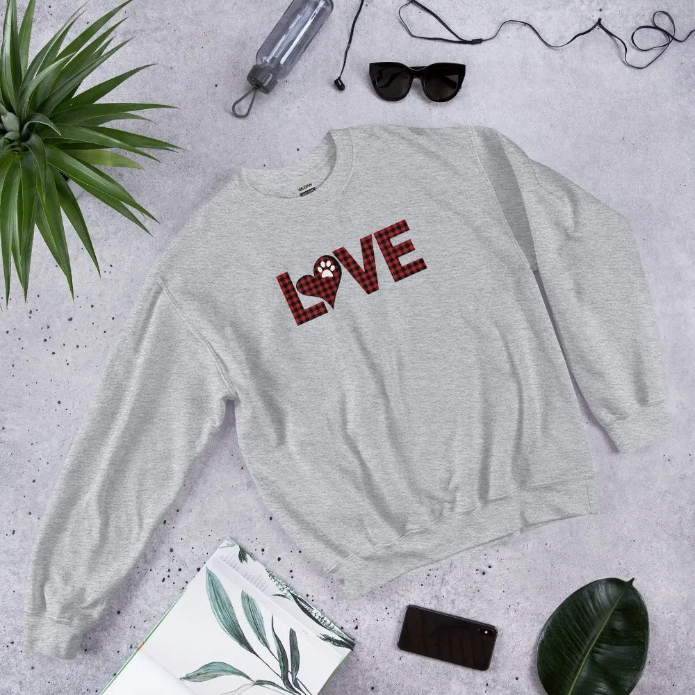 Red Plaid LOVE Paw Sweatshirt