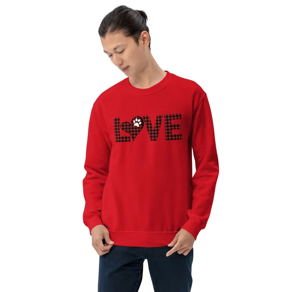 Red Plaid LOVE Paw Sweatshirt