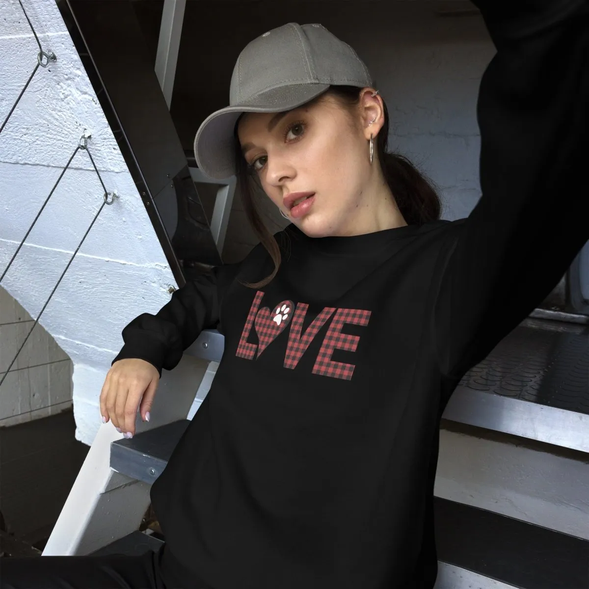 Red Plaid LOVE Paw Sweatshirt