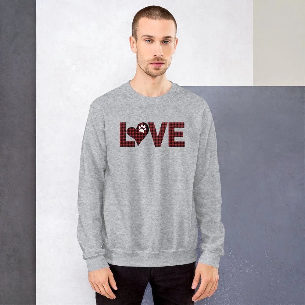 Red Plaid LOVE Paw Sweatshirt