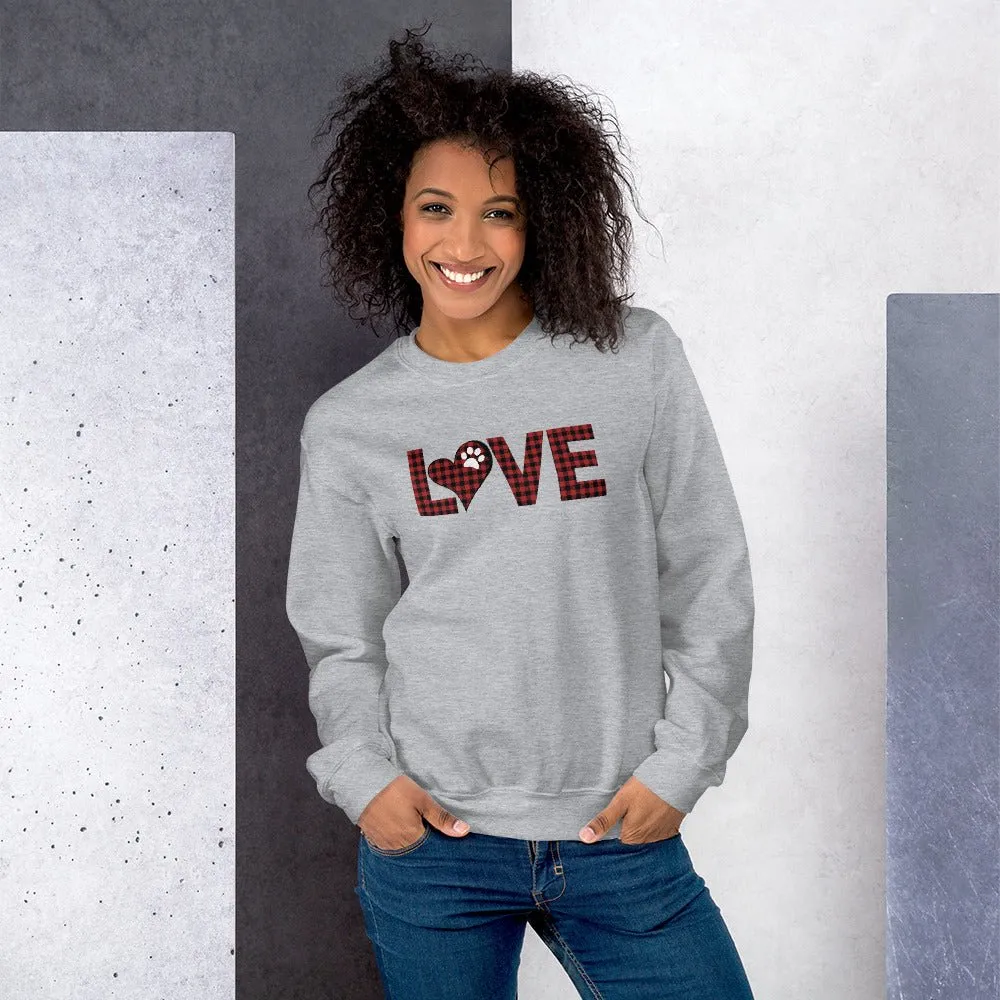 Red Plaid LOVE Paw Sweatshirt