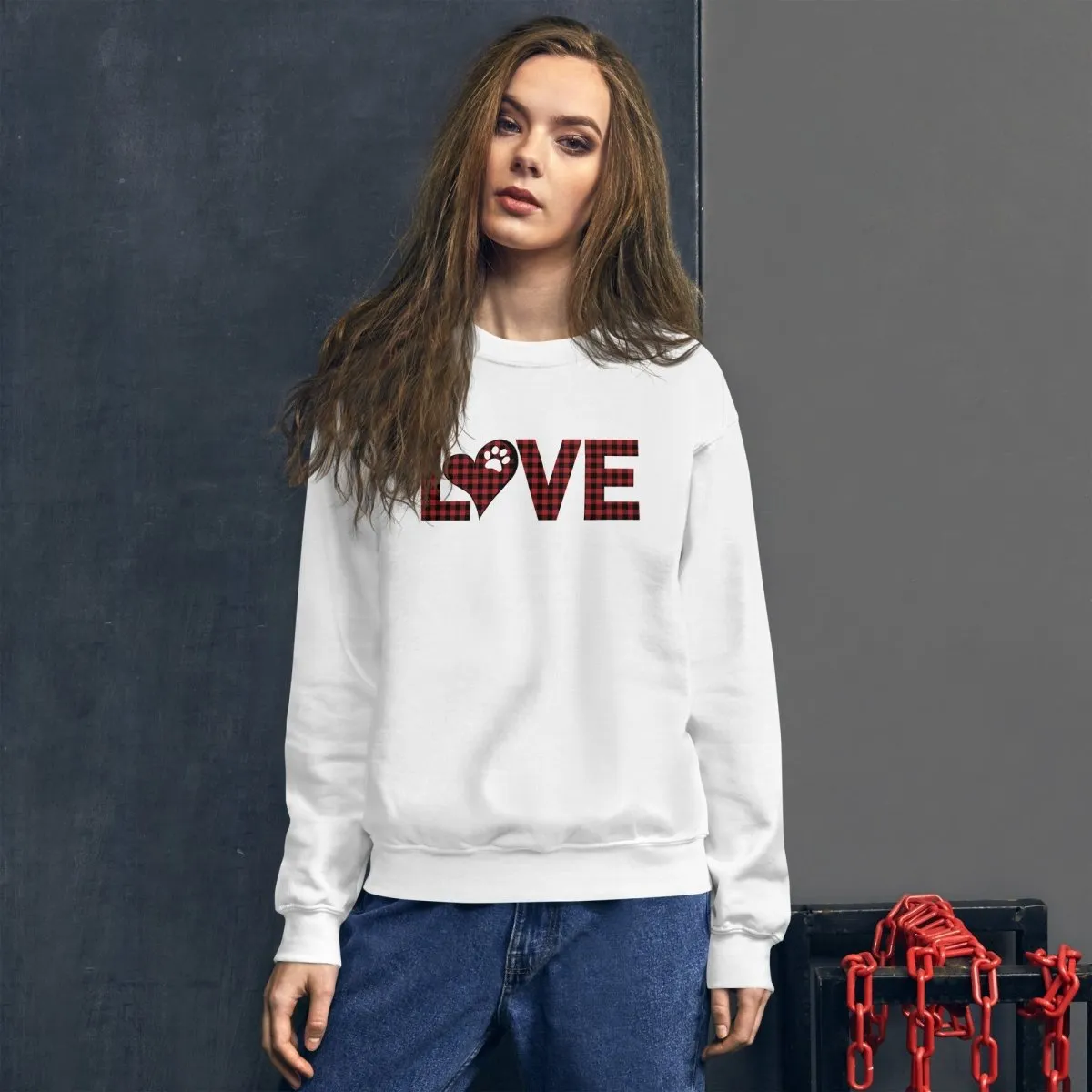 Red Plaid LOVE Paw Sweatshirt