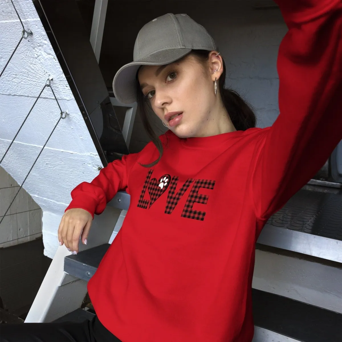 Red Plaid LOVE Paw Sweatshirt