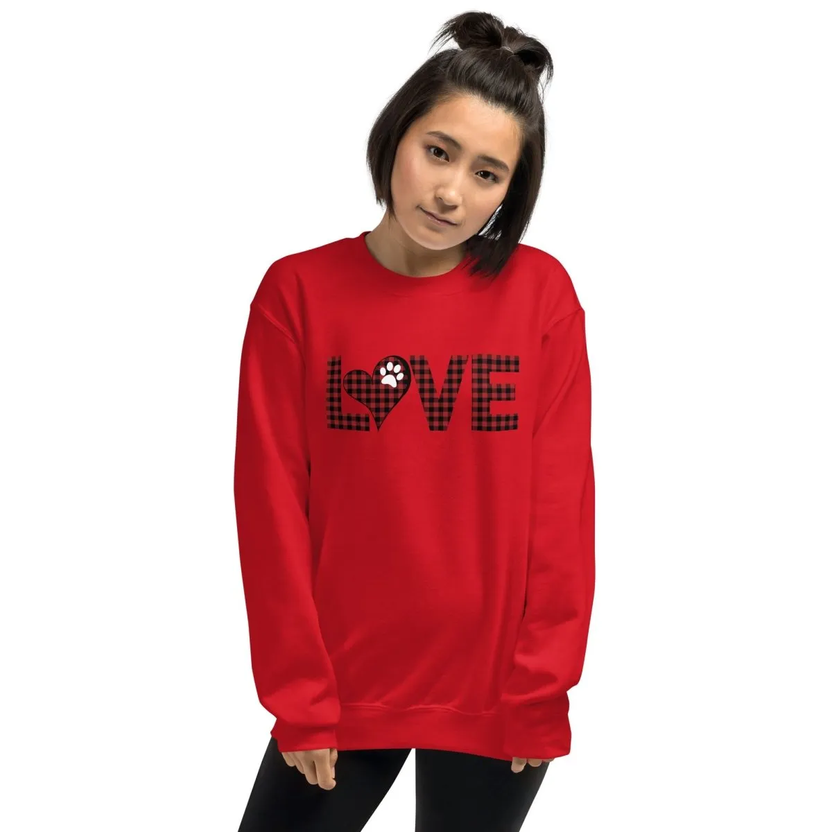 Red Plaid LOVE Paw Sweatshirt