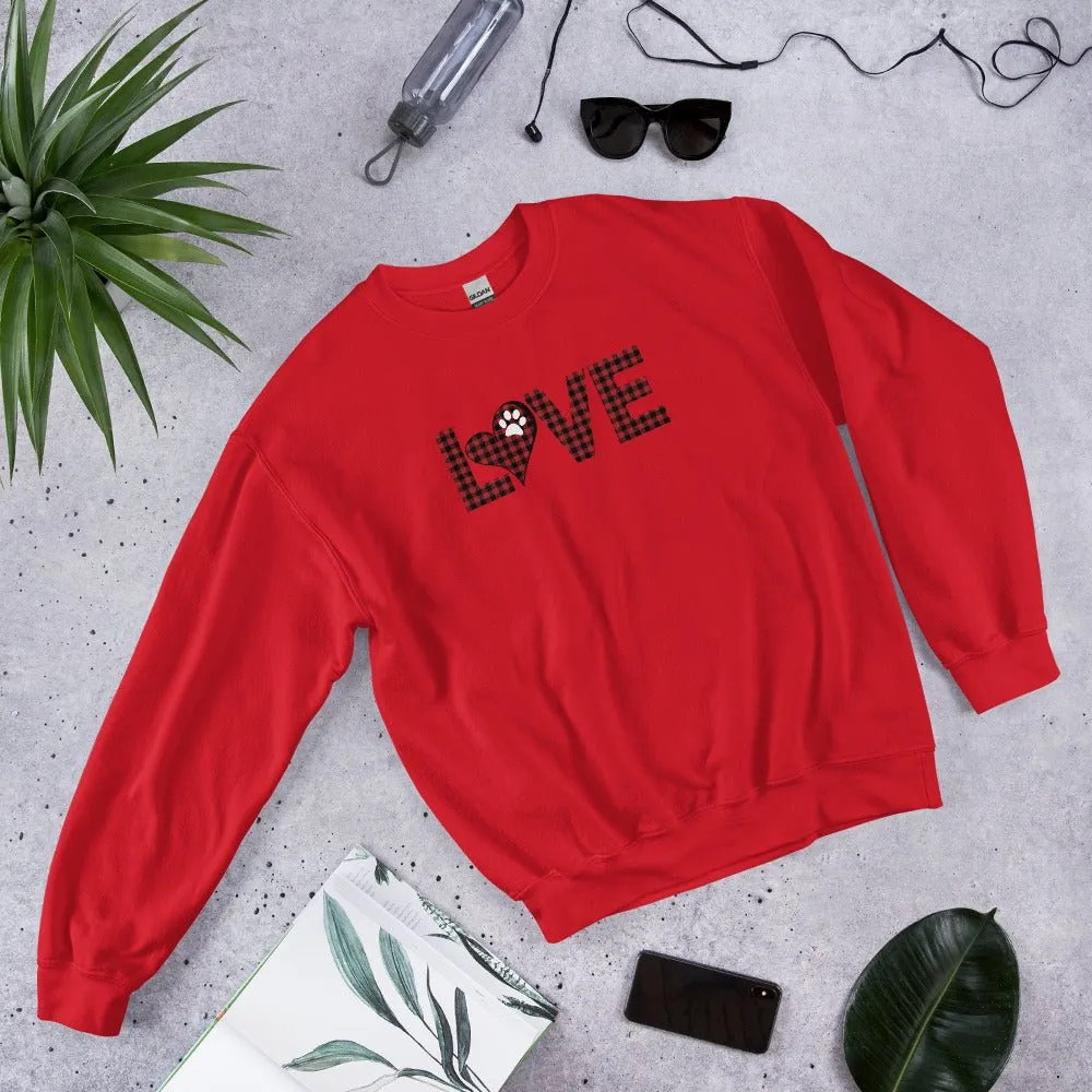 Red Plaid LOVE Paw Sweatshirt