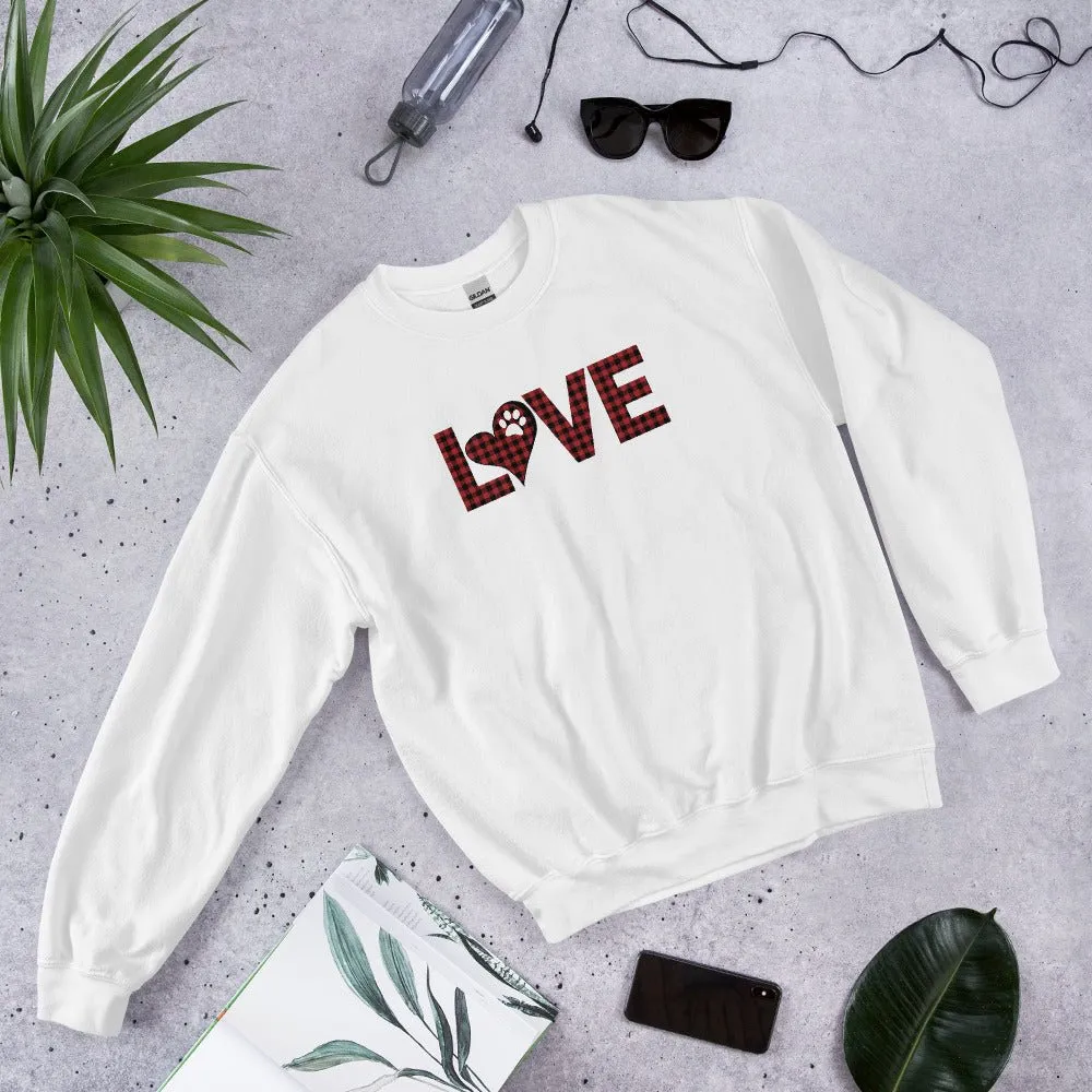 Red Plaid LOVE Paw Sweatshirt