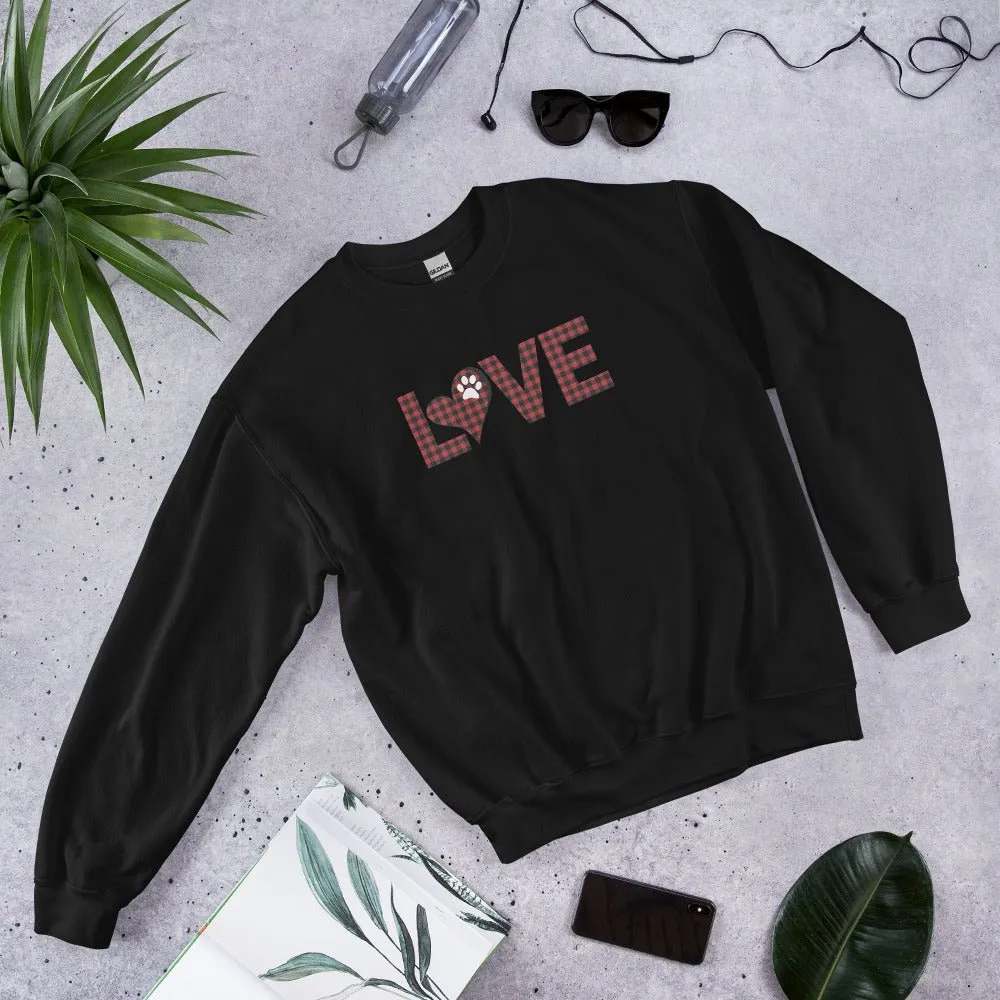 Red Plaid LOVE Paw Sweatshirt