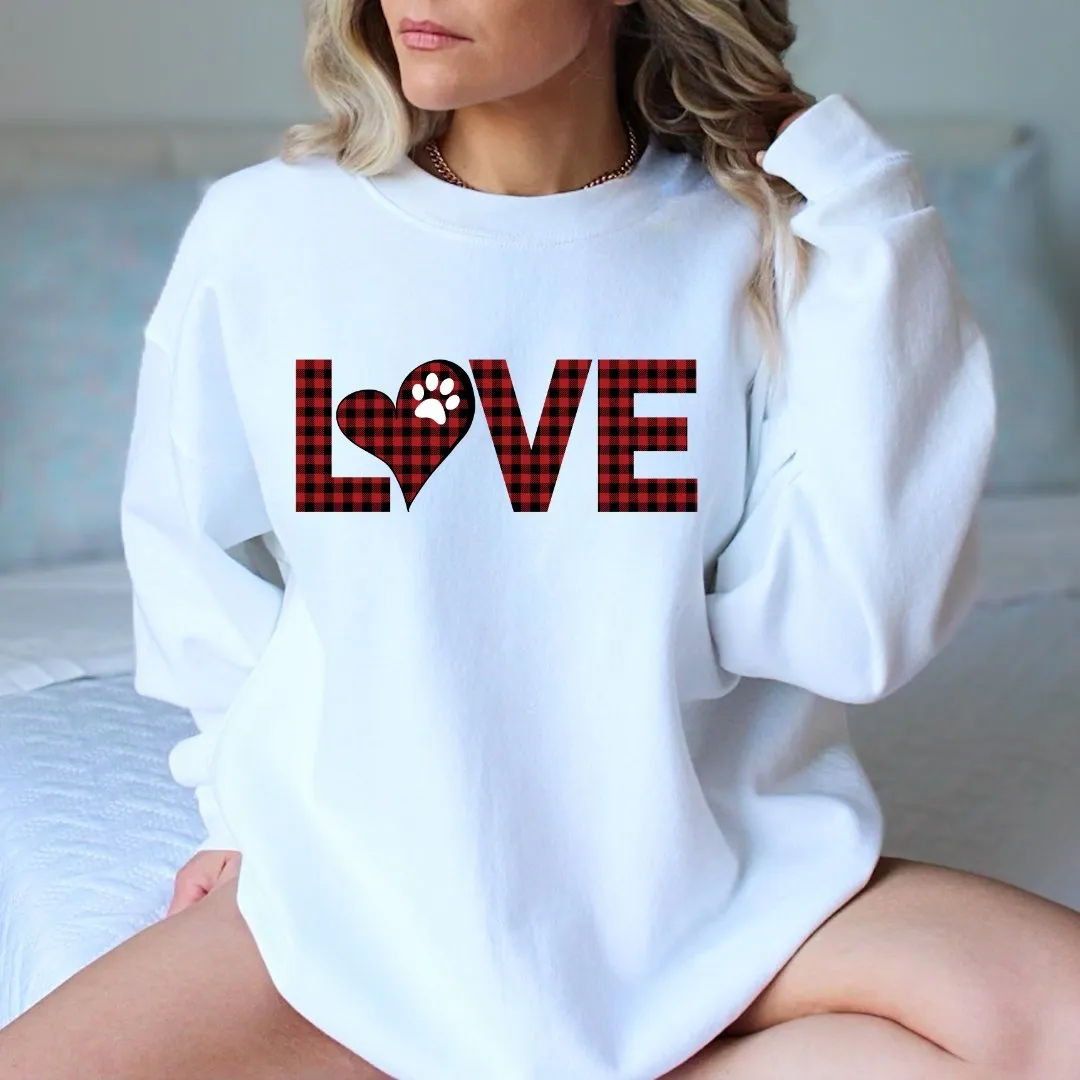 Red Plaid LOVE Paw Sweatshirt