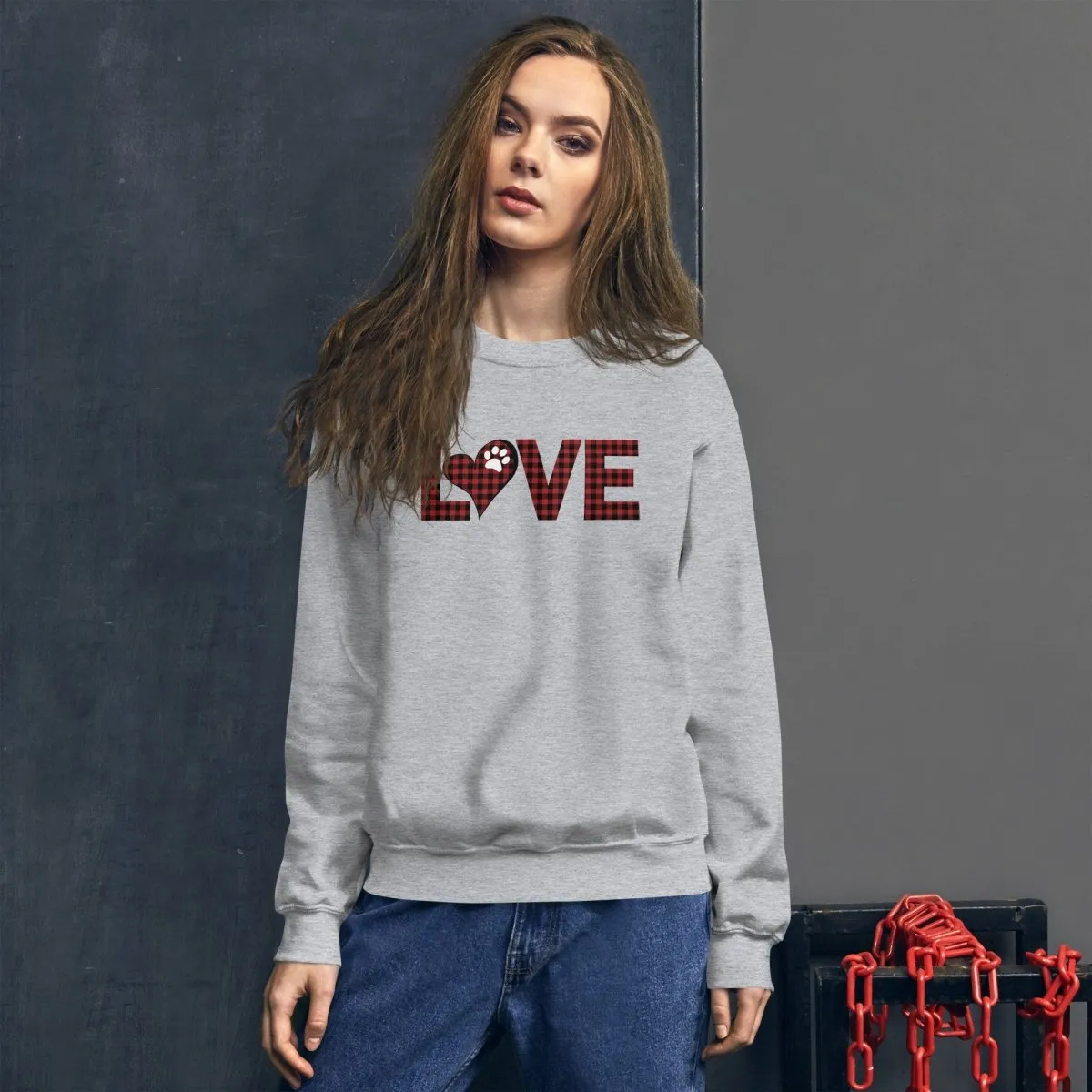 Red Plaid LOVE Paw Sweatshirt