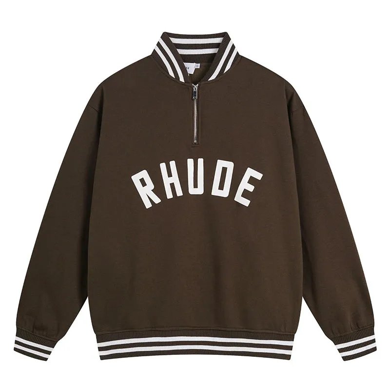 RHUDE Stand Collar Half Zip Sweatshirt