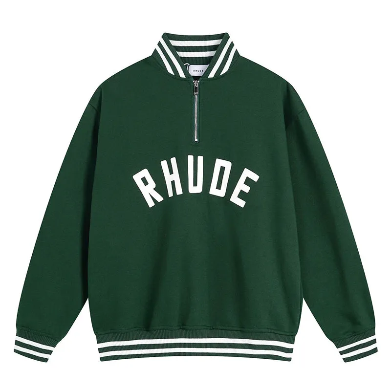 RHUDE Stand Collar Half Zip Sweatshirt