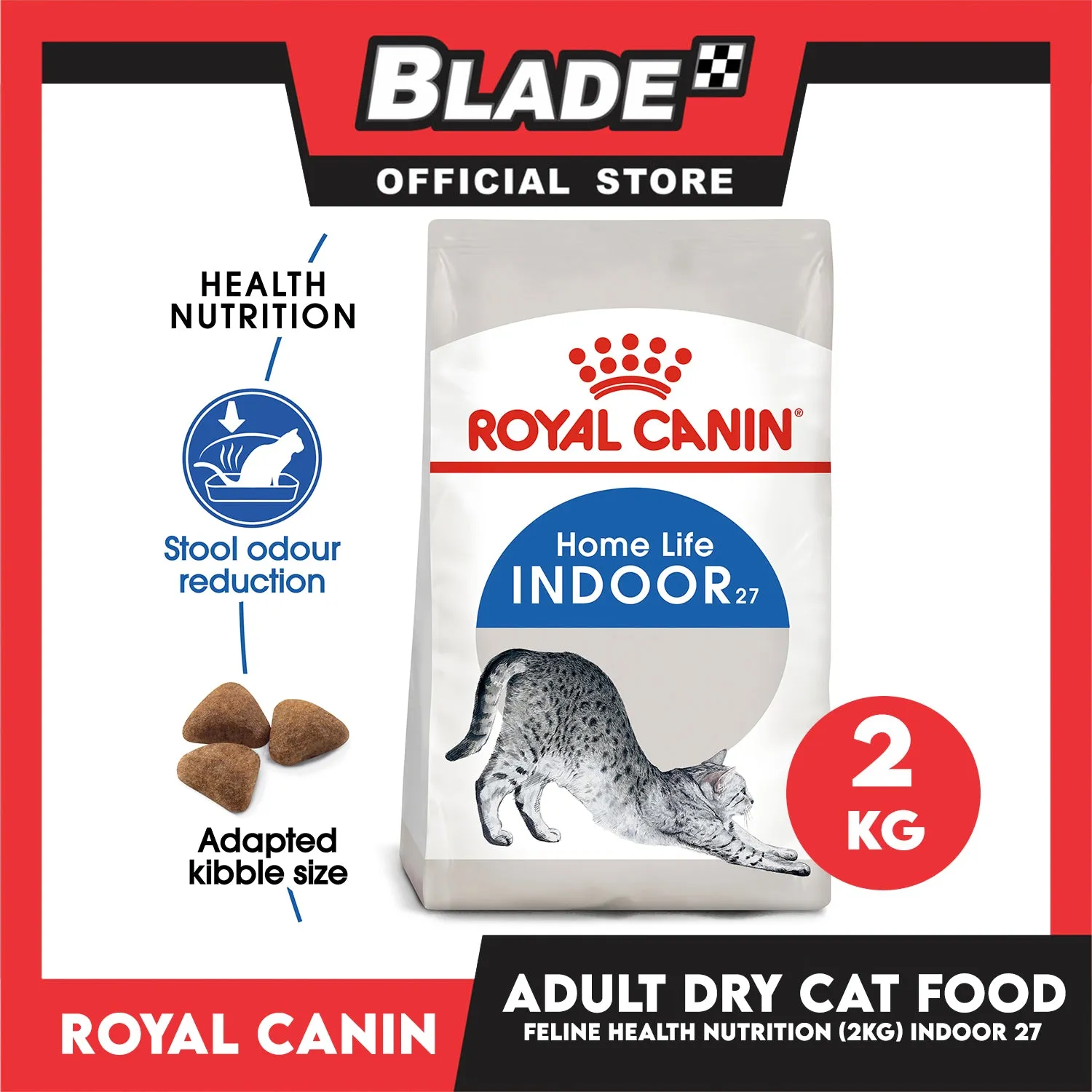 Royal Canin Indoor 27 (2kg) Adult Dry Cat Food - Feline Health Nutrition