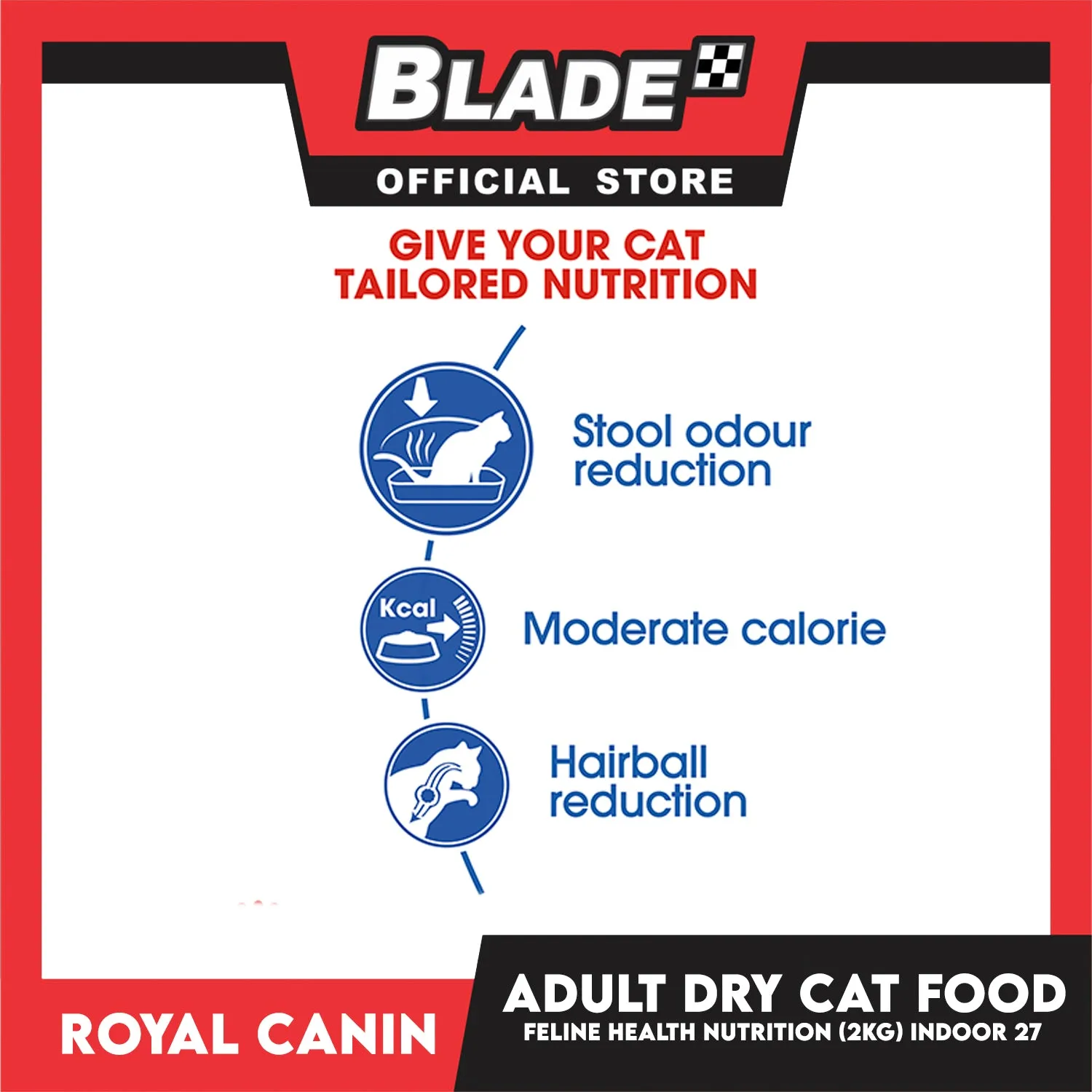 Royal Canin Indoor 27 (2kg) Adult Dry Cat Food - Feline Health Nutrition