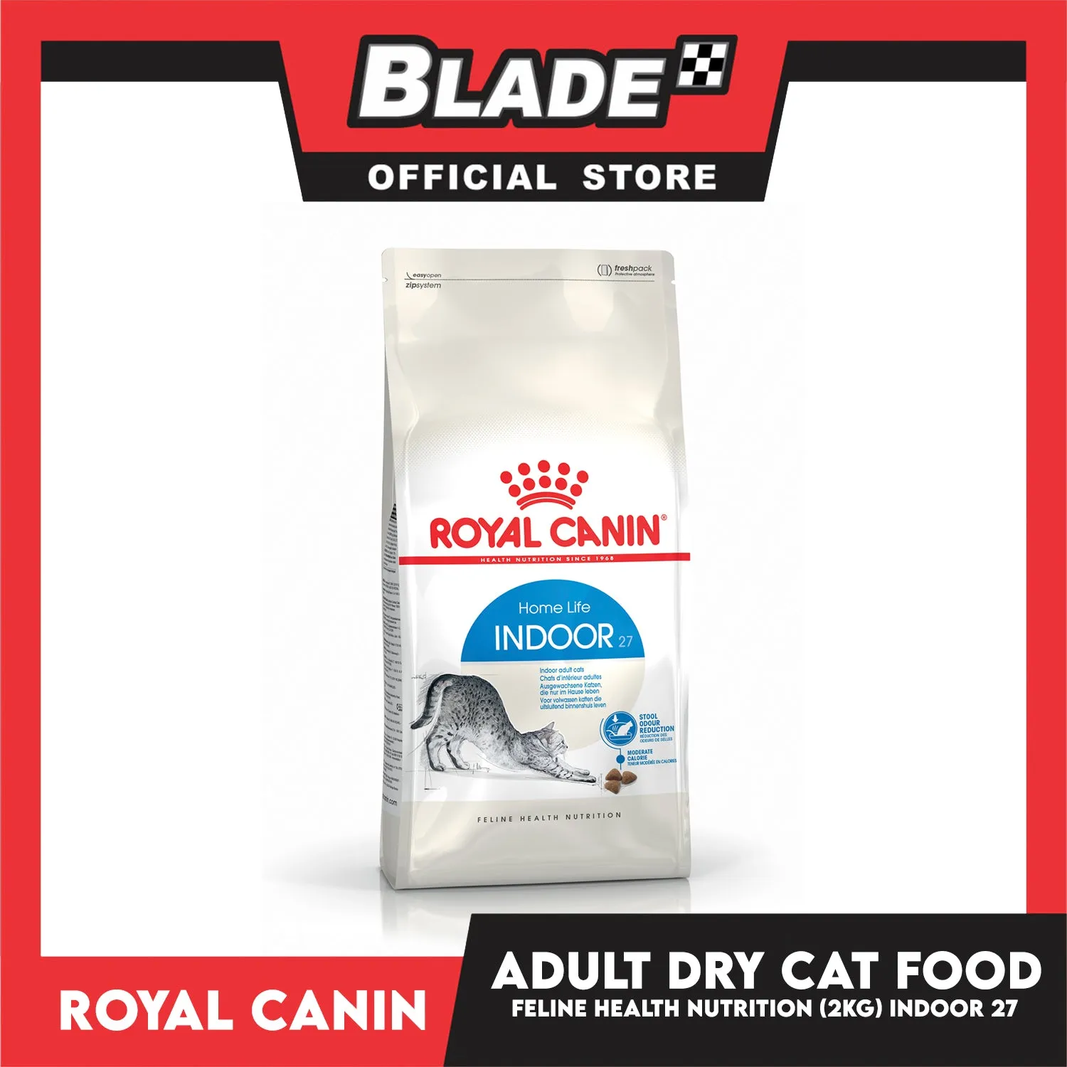 Royal Canin Indoor 27 (2kg) Adult Dry Cat Food - Feline Health Nutrition