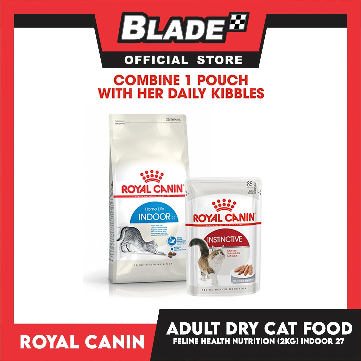 Royal Canin Indoor 27 (2kg) Adult Dry Cat Food - Feline Health Nutrition