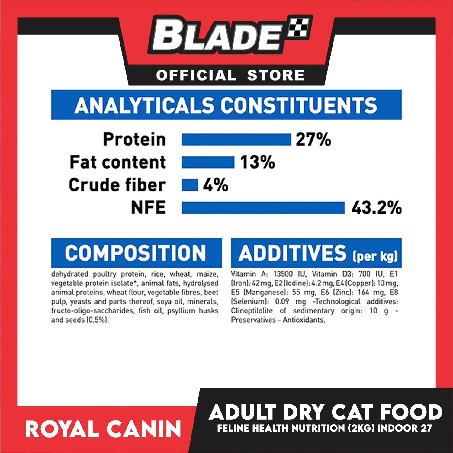 Royal Canin Indoor 27 (2kg) Adult Dry Cat Food - Feline Health Nutrition