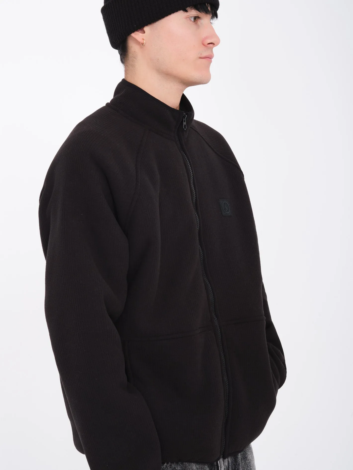 Runtime Grid Zip Sherpa Sweatshirt - BLACK