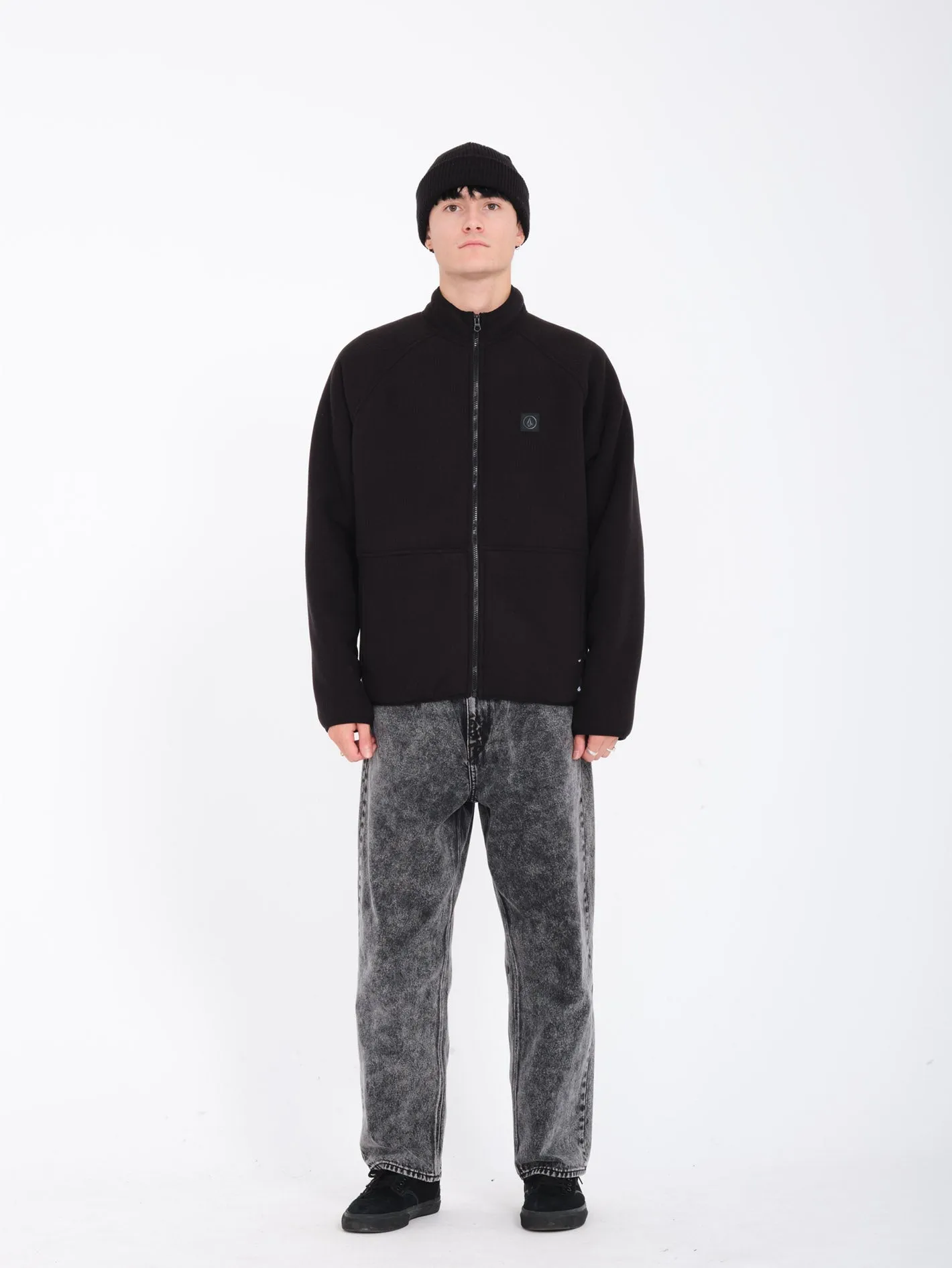 Runtime Grid Zip Sherpa Sweatshirt - BLACK