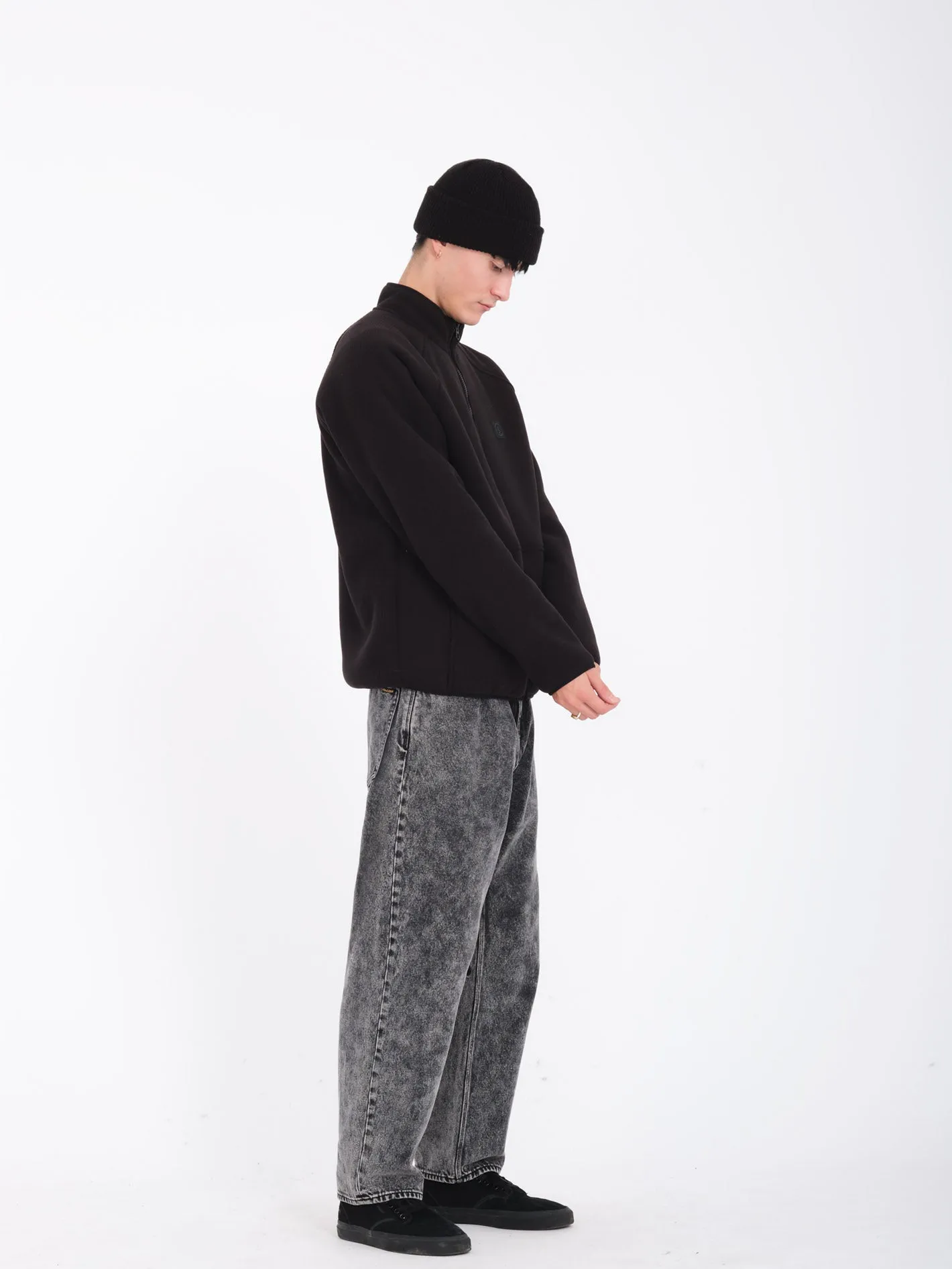 Runtime Grid Zip Sherpa Sweatshirt - BLACK