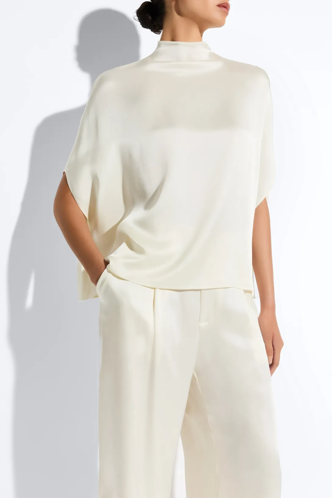 Satin Cape Tee | Cream
