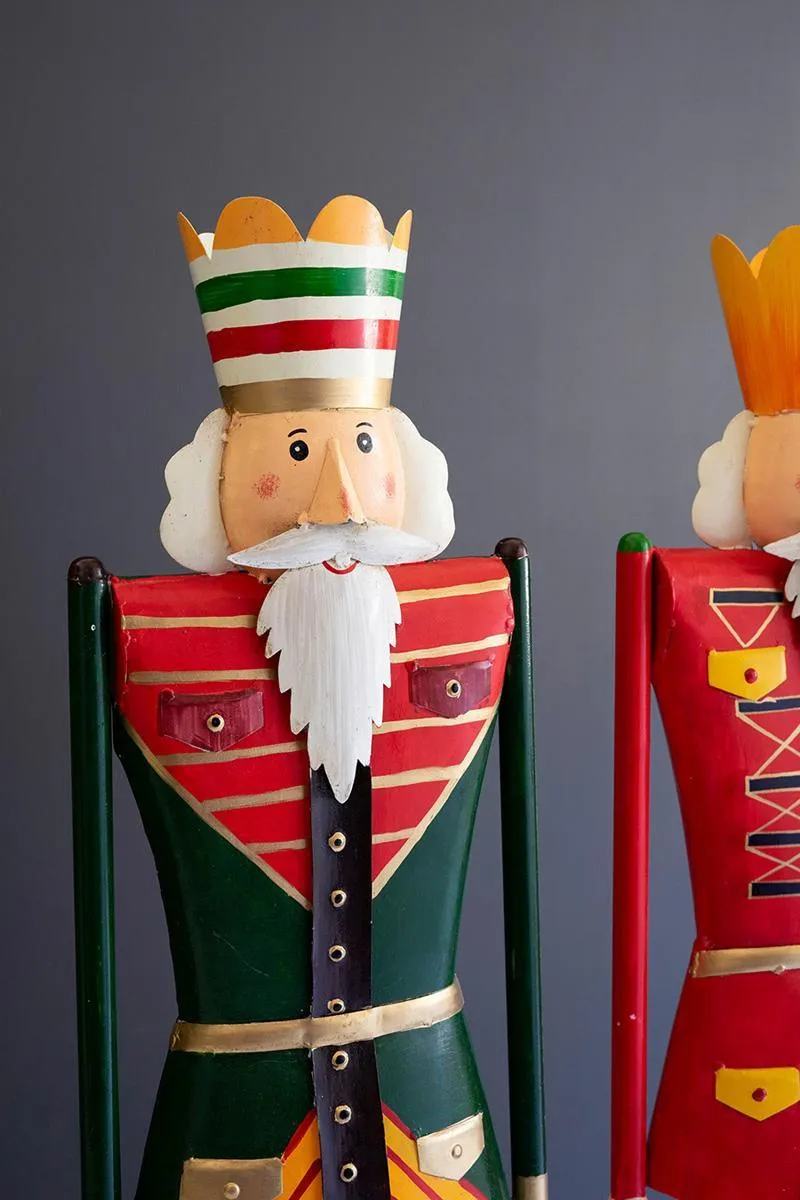 Set of 2 Painted Metal and Wood Nutcrackers
