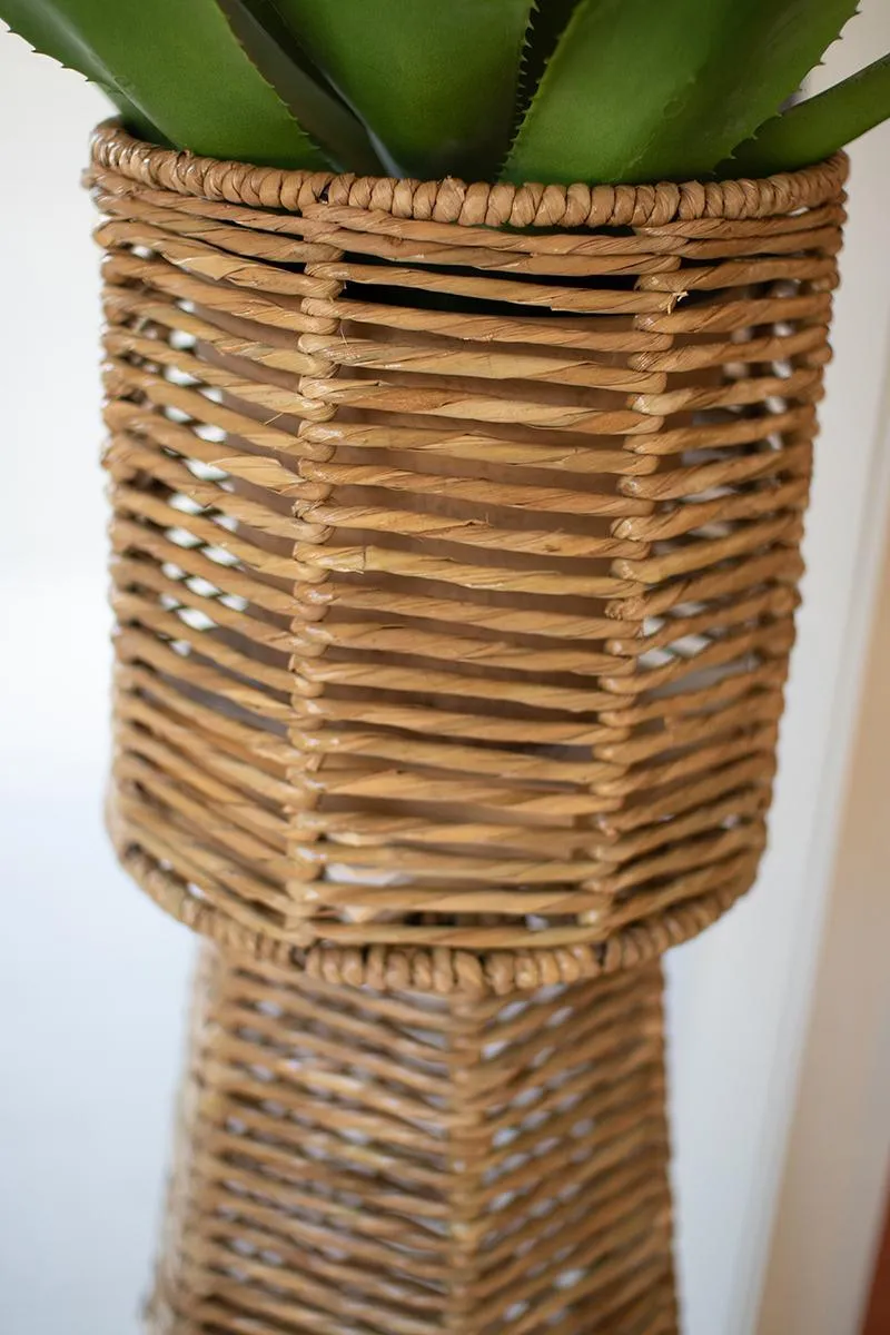 Set of 2 Seagrass and Iron Planter Towers