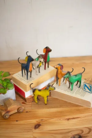 Set of 6 Recycled Metal Dogs