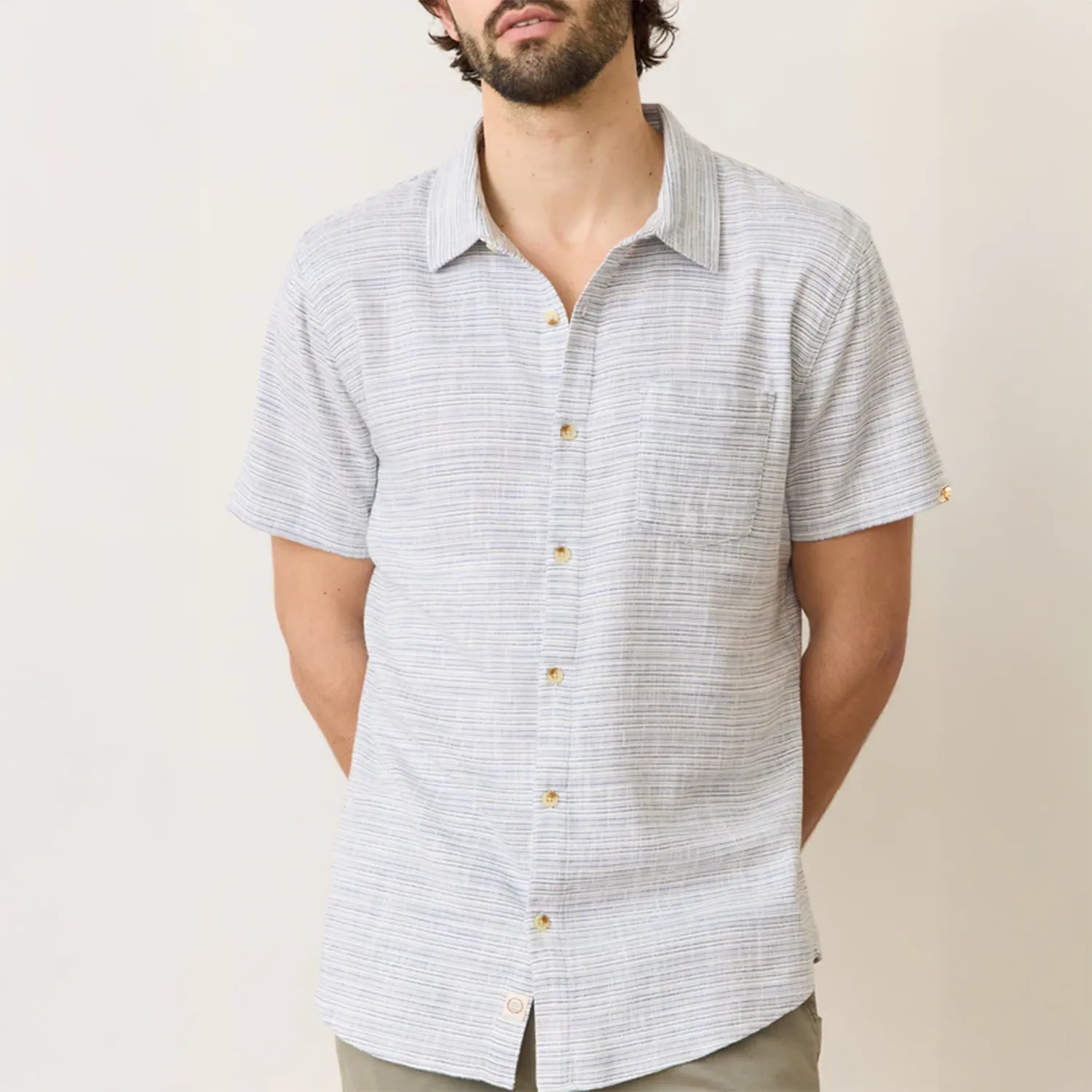 Short Sleeve Stretch Selvage Stripe Shirt