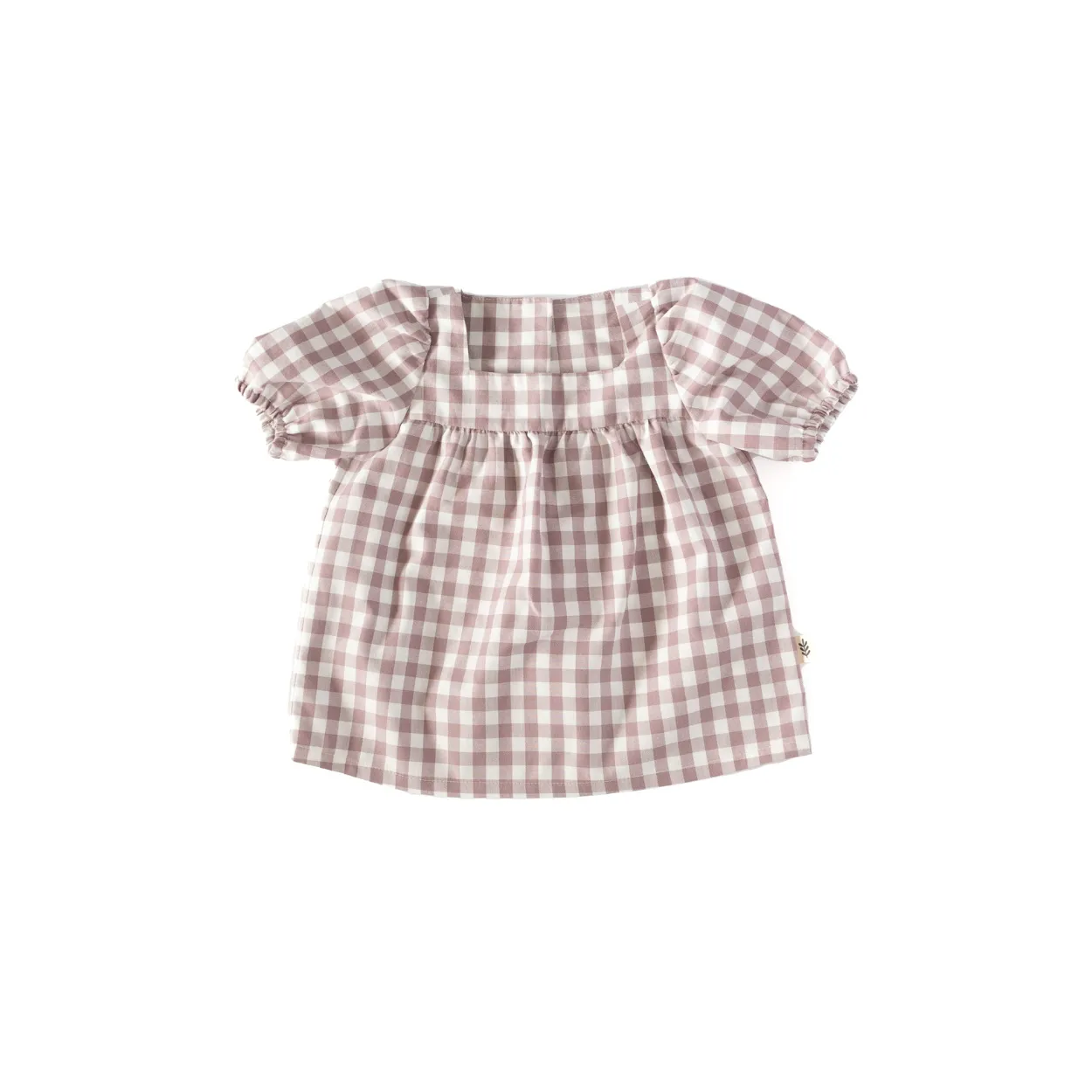 Short-Sleeved Puffy Blouse - Gingham Lavender