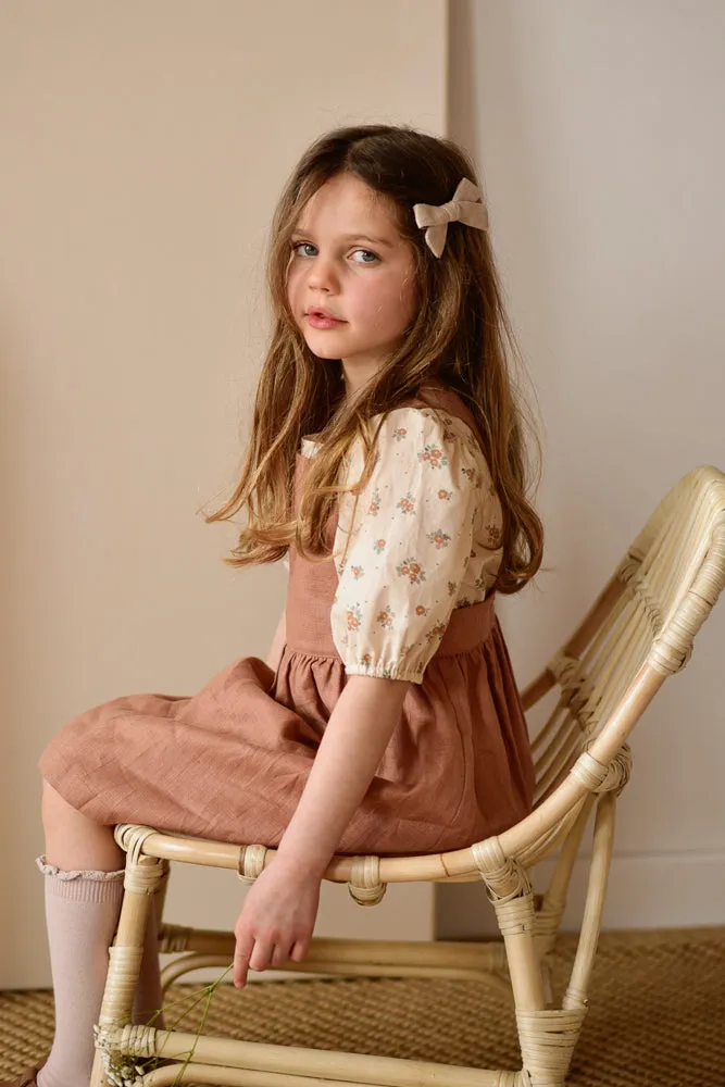 Short-Sleeved Puffy Blouse - Gingham Lavender