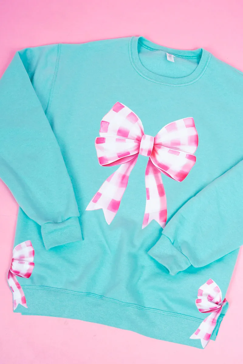 Side Bows Pink Gingham Unisex NuBlend Crew Sweatshirt