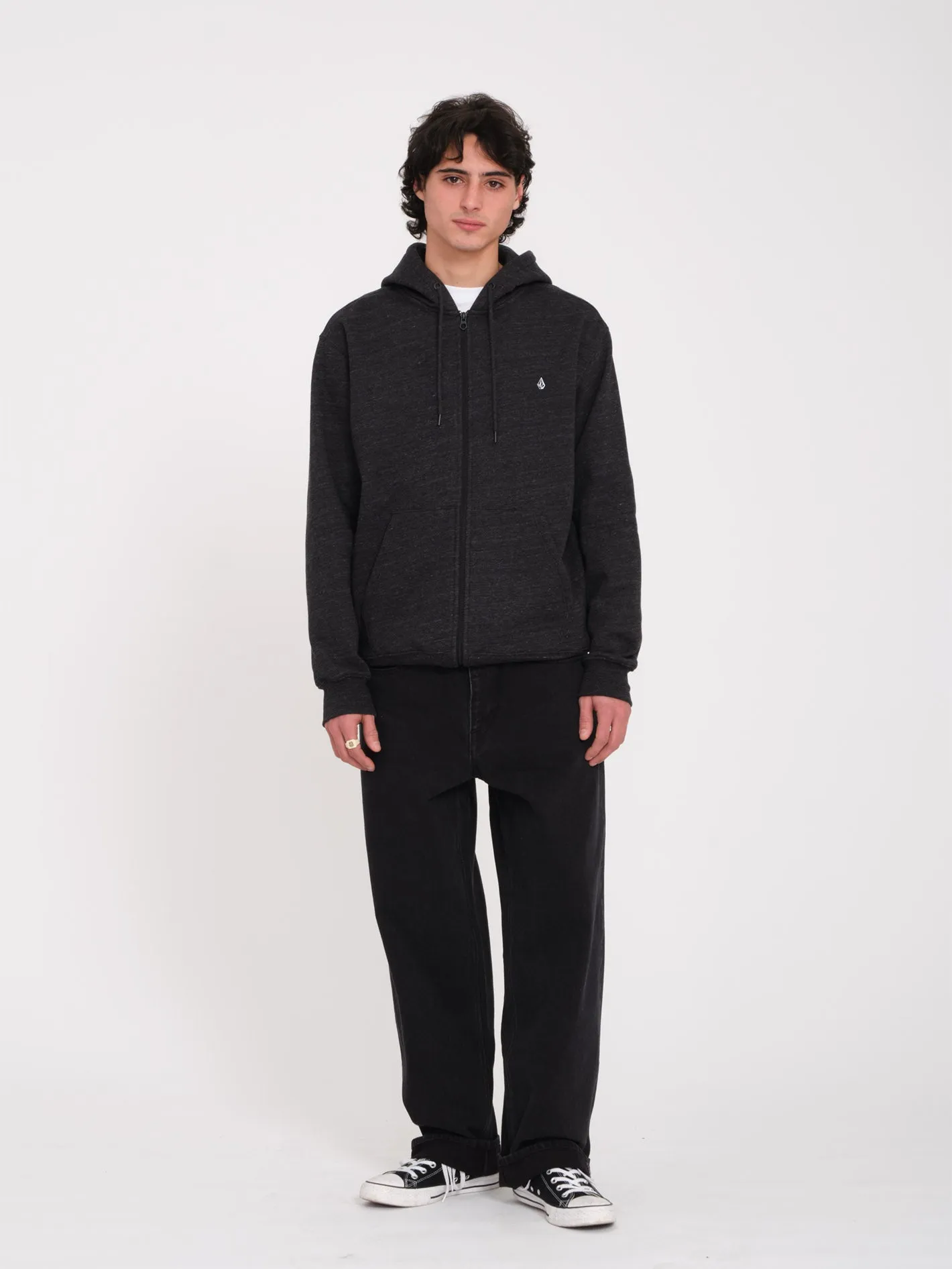 Single Stone Zip Kapuzenpullover - HEATHER BLACK