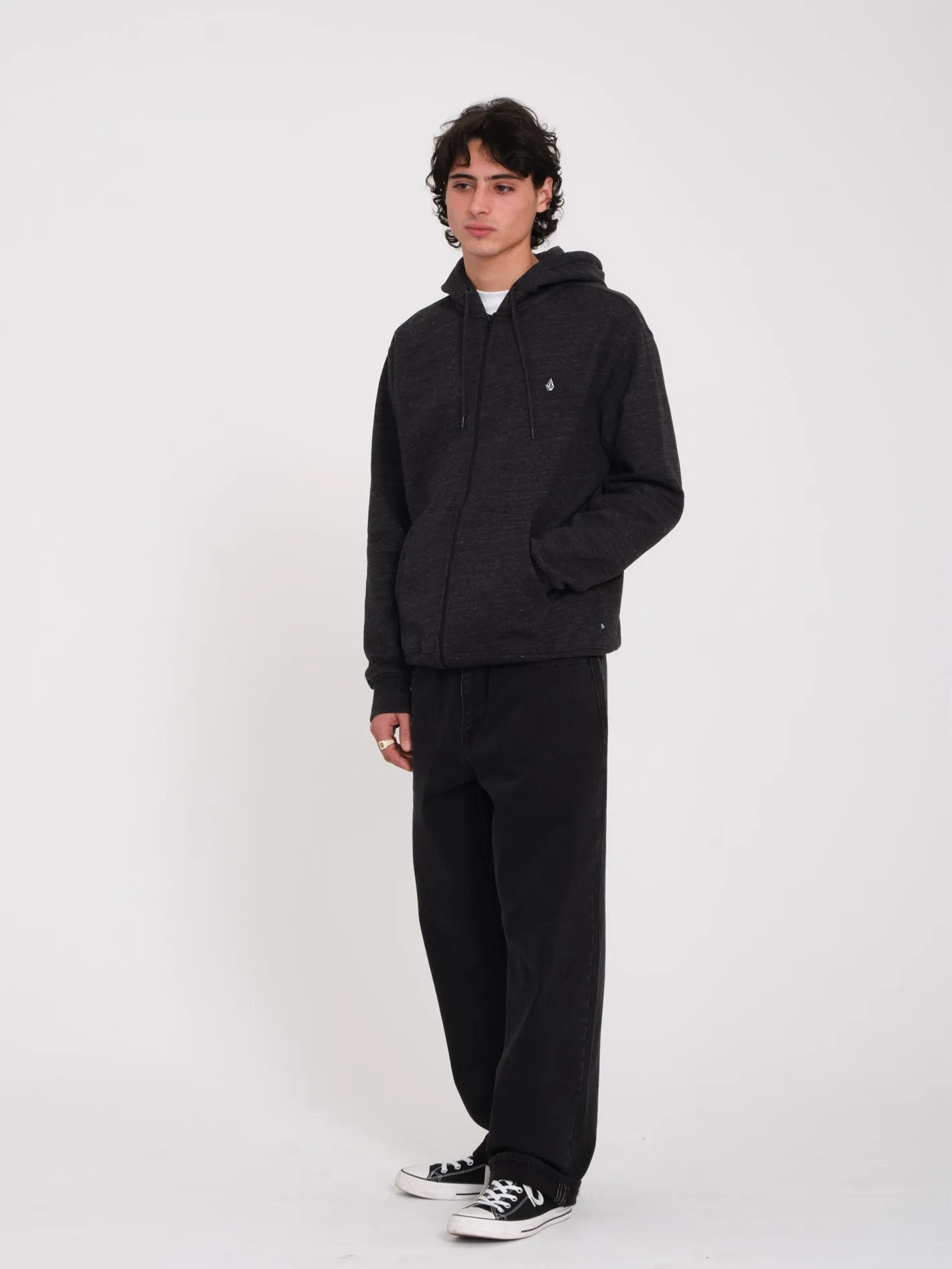Single Stone Zip Kapuzenpullover - HEATHER BLACK